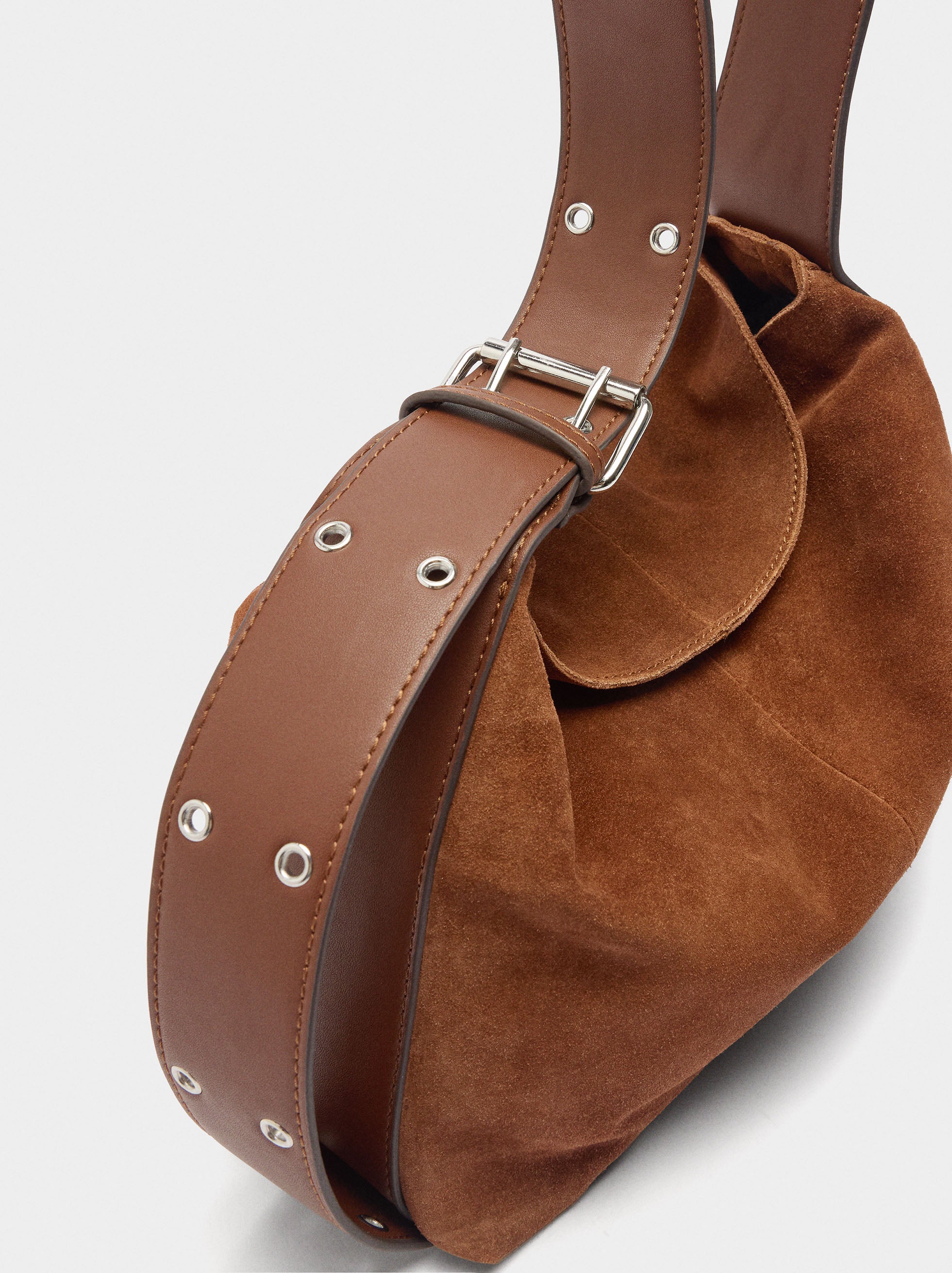 Bolso De Hombro De Piel Serraje M