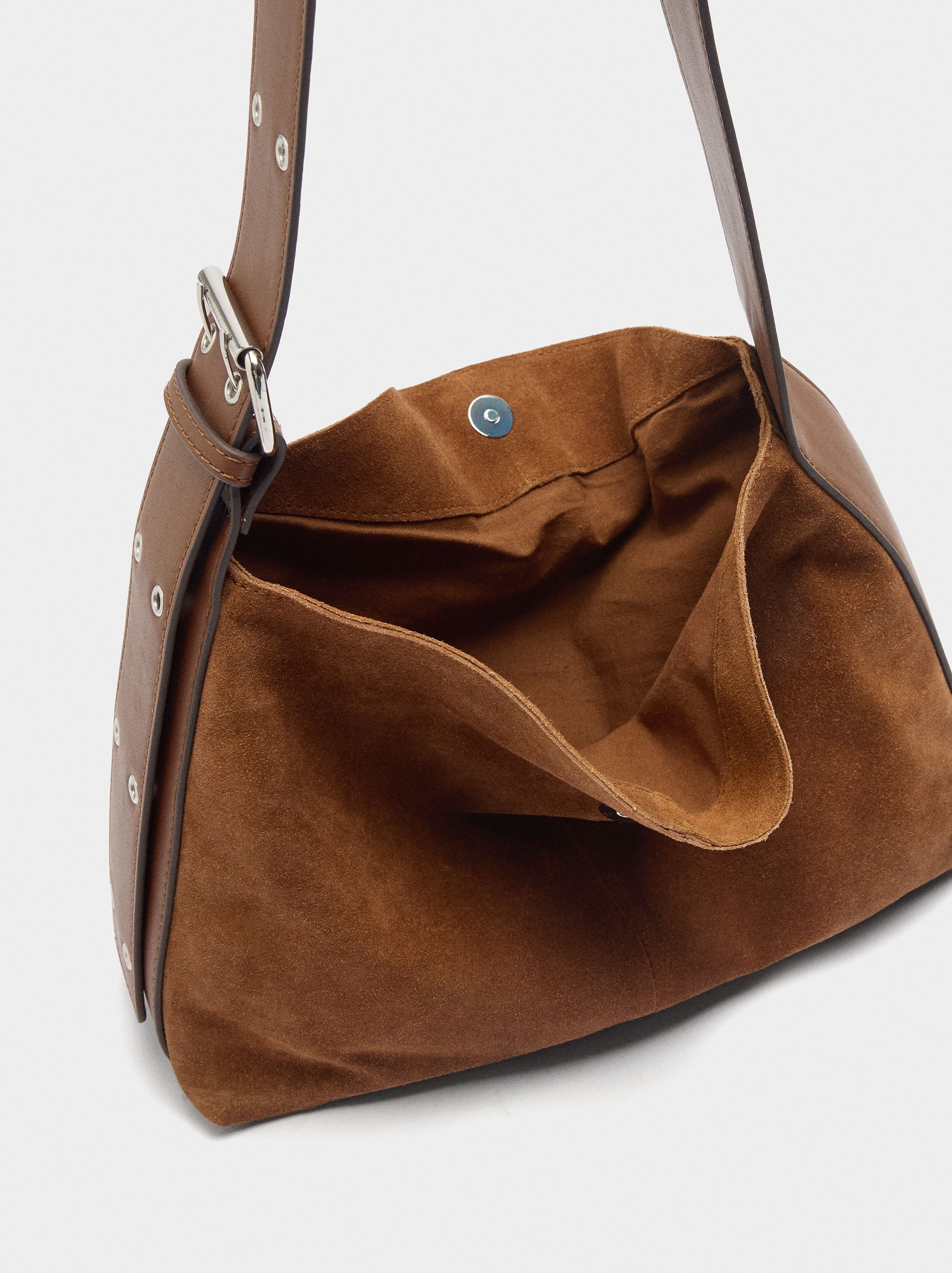 Bolso De Hombro De Piel Serraje M