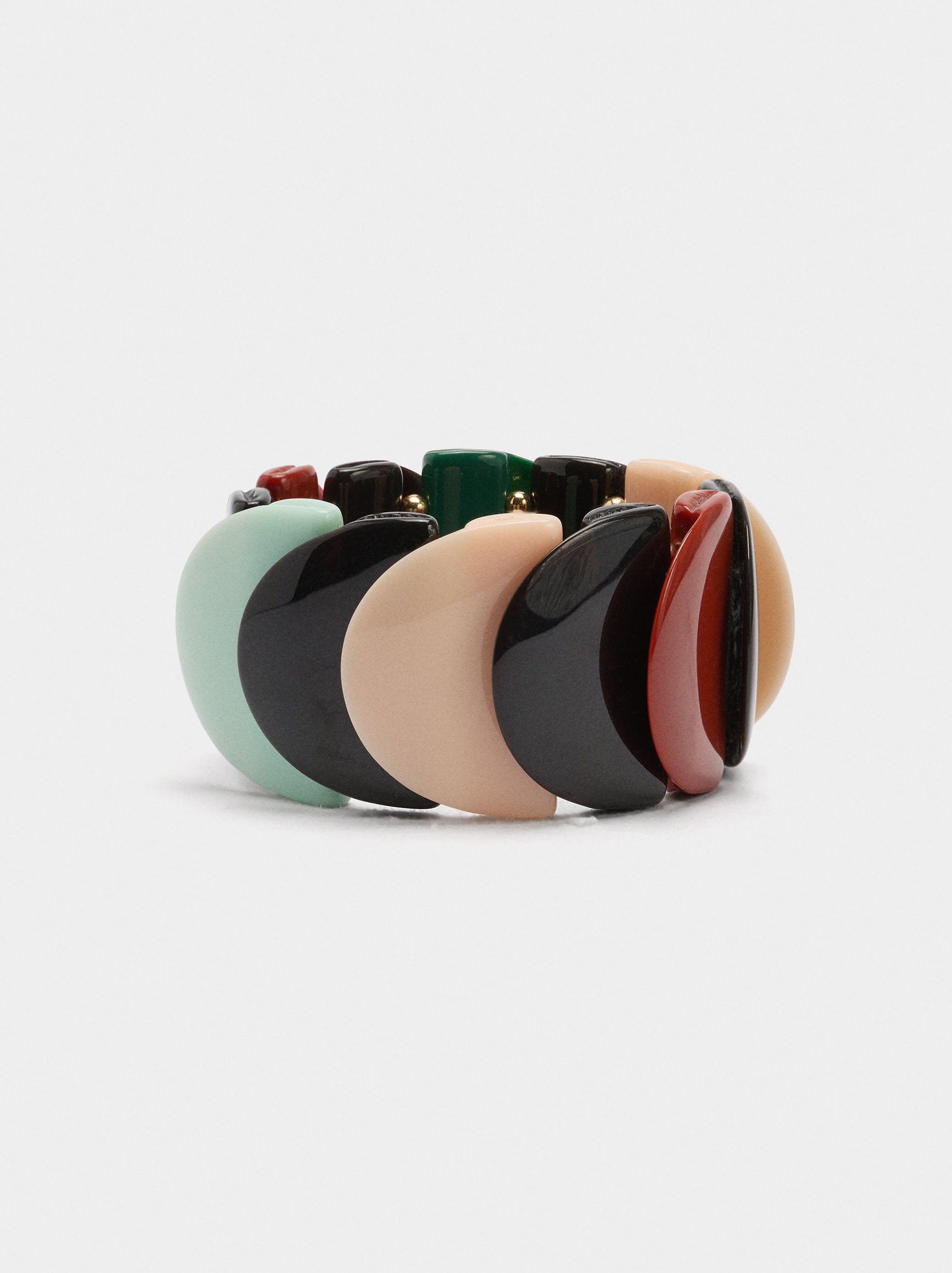 Pulsera Elástica Con Semicírculos De Resina