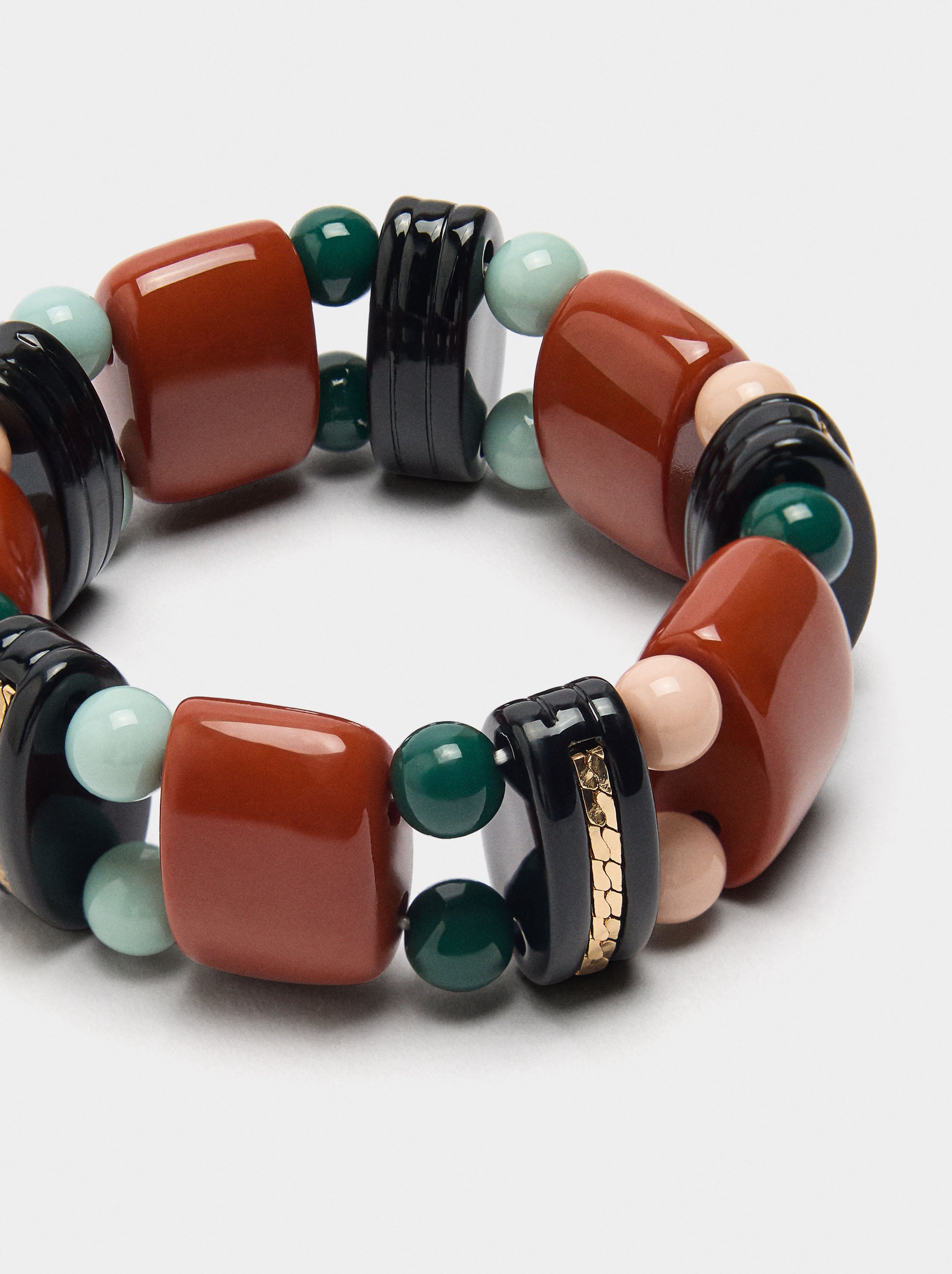 Pulsera Elástica Con Cuentas De Resina