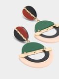 Pendientes Largo Con Resina Multicolor