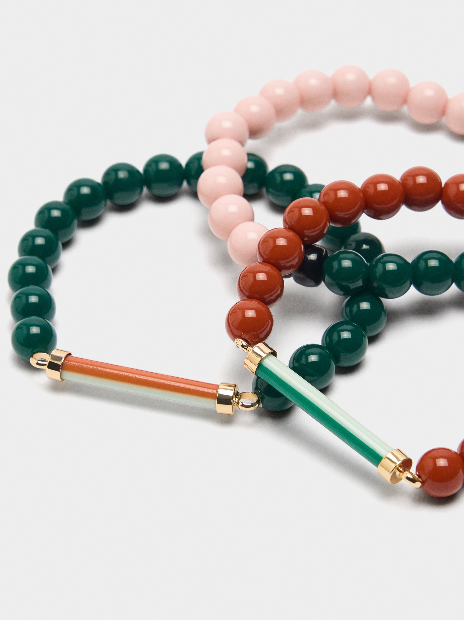 Set De Pulseras Elásticas Con Cuentas De Resina