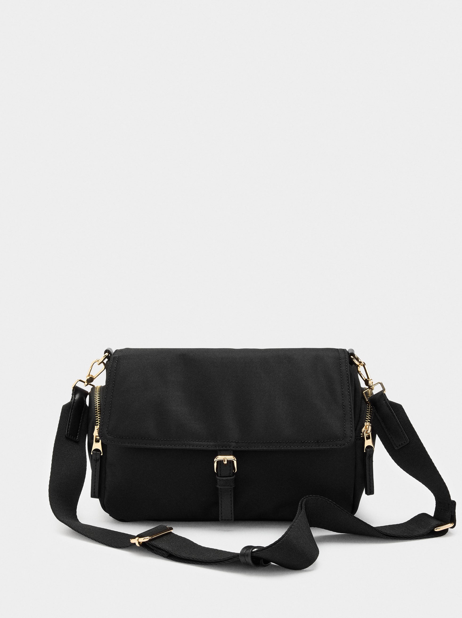 Bolso Bandolera De Nylon Con Solapa
