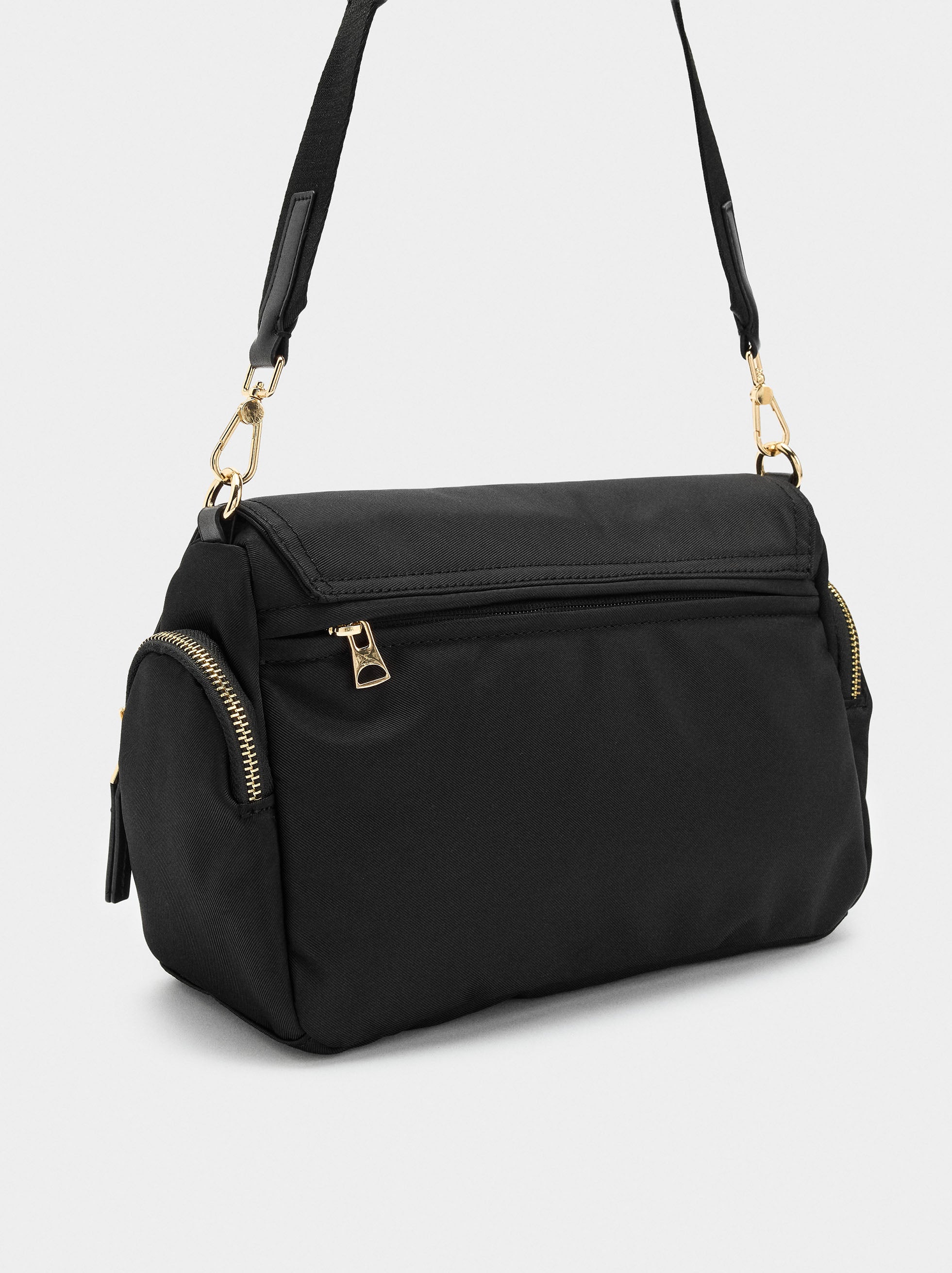 Bolso Bandolera De Nylon Con Solapa