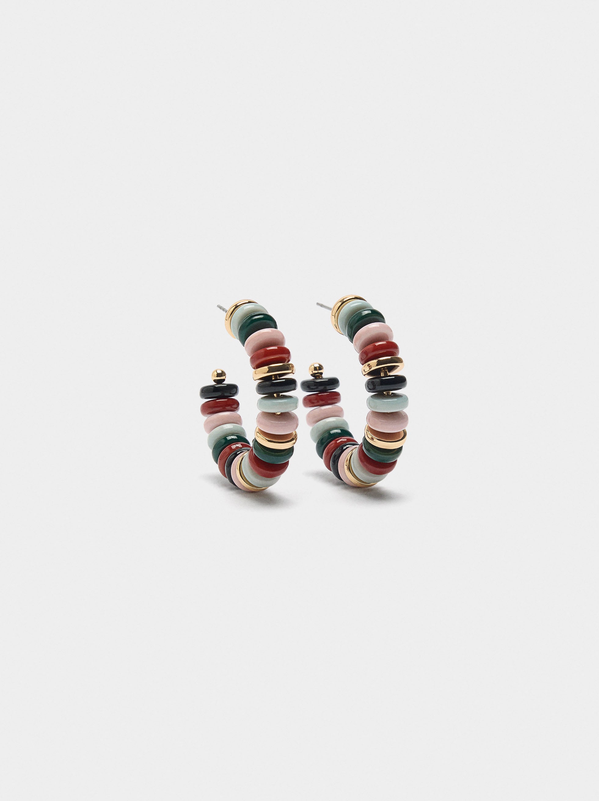 Aros Con Cuentas De Resina Multicolor