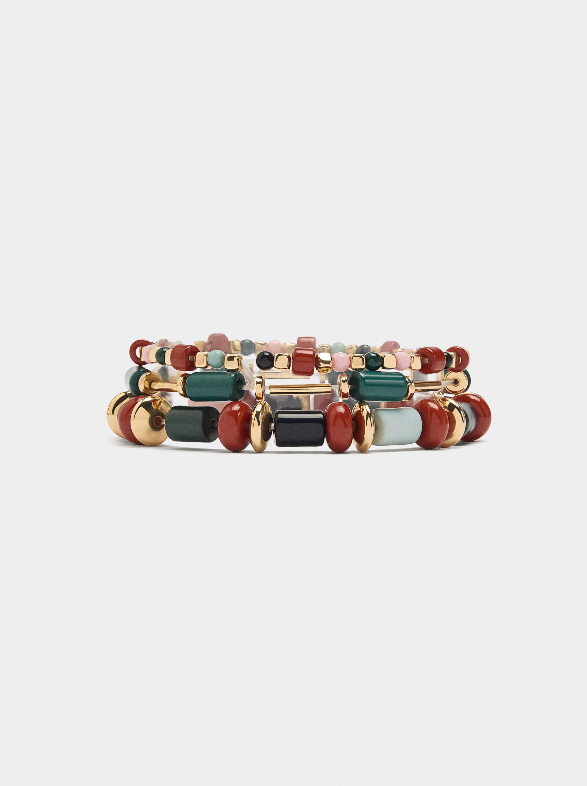 Set De Pulseras Elásticas De Abalorios Multicolor