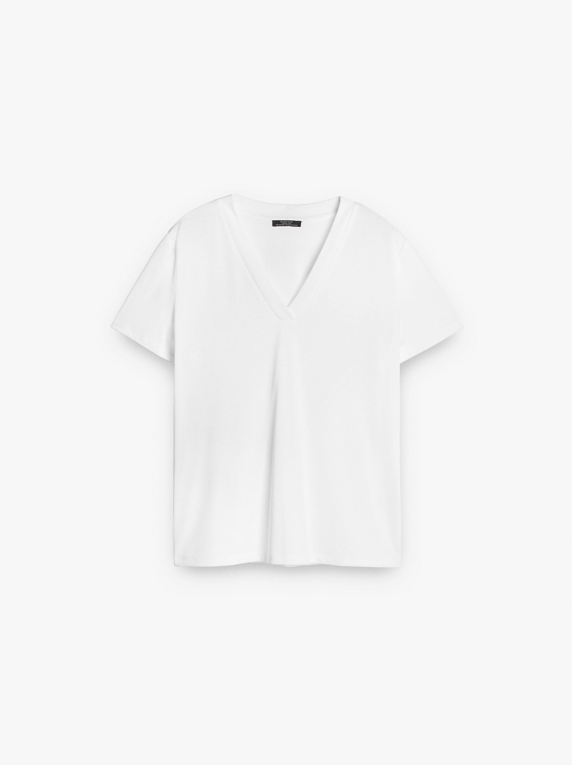 Camiseta Básica Con Escote En Pico