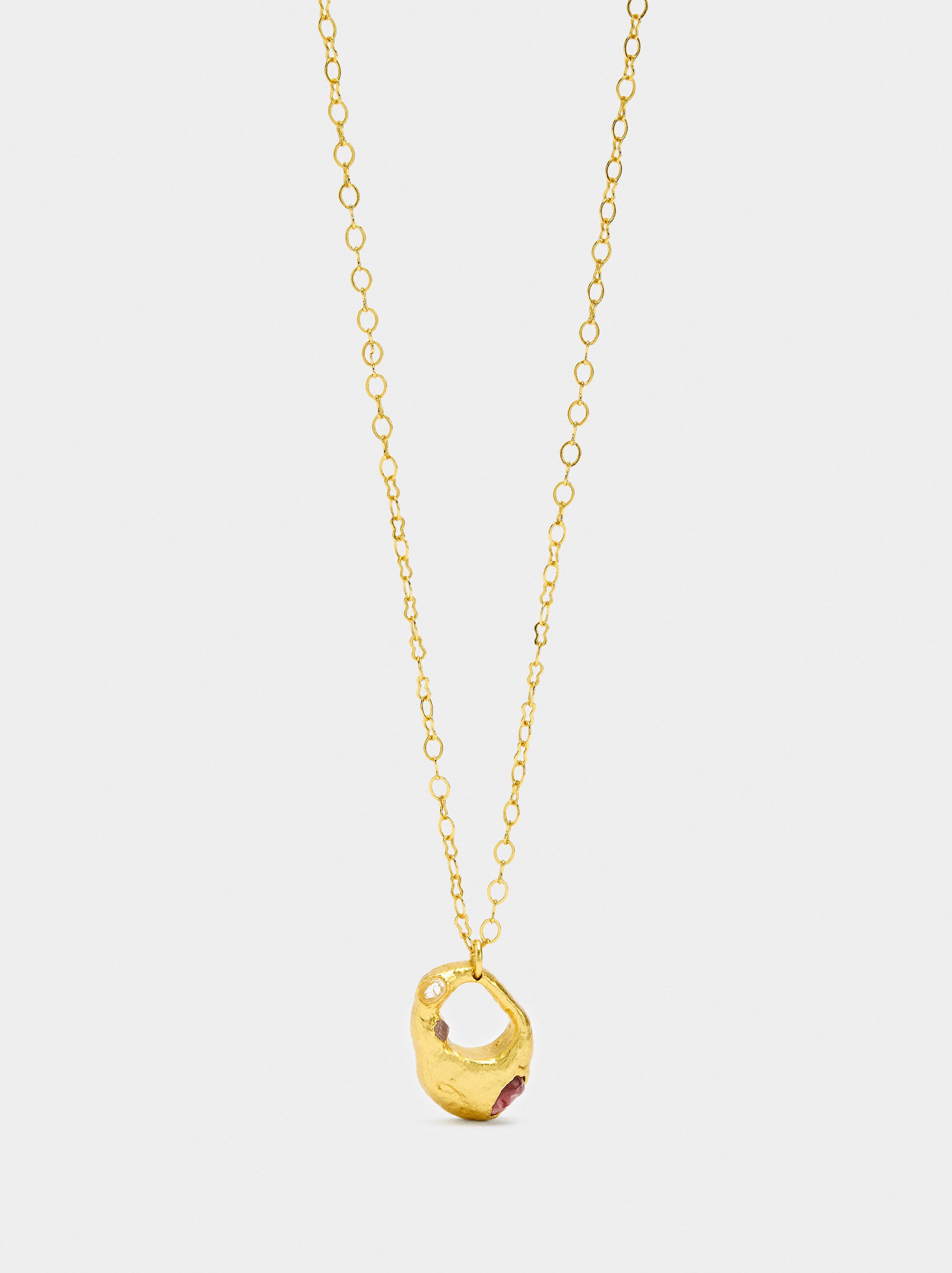 Collar Colgante De Aro Con Piedras - Baño De Oro 18k