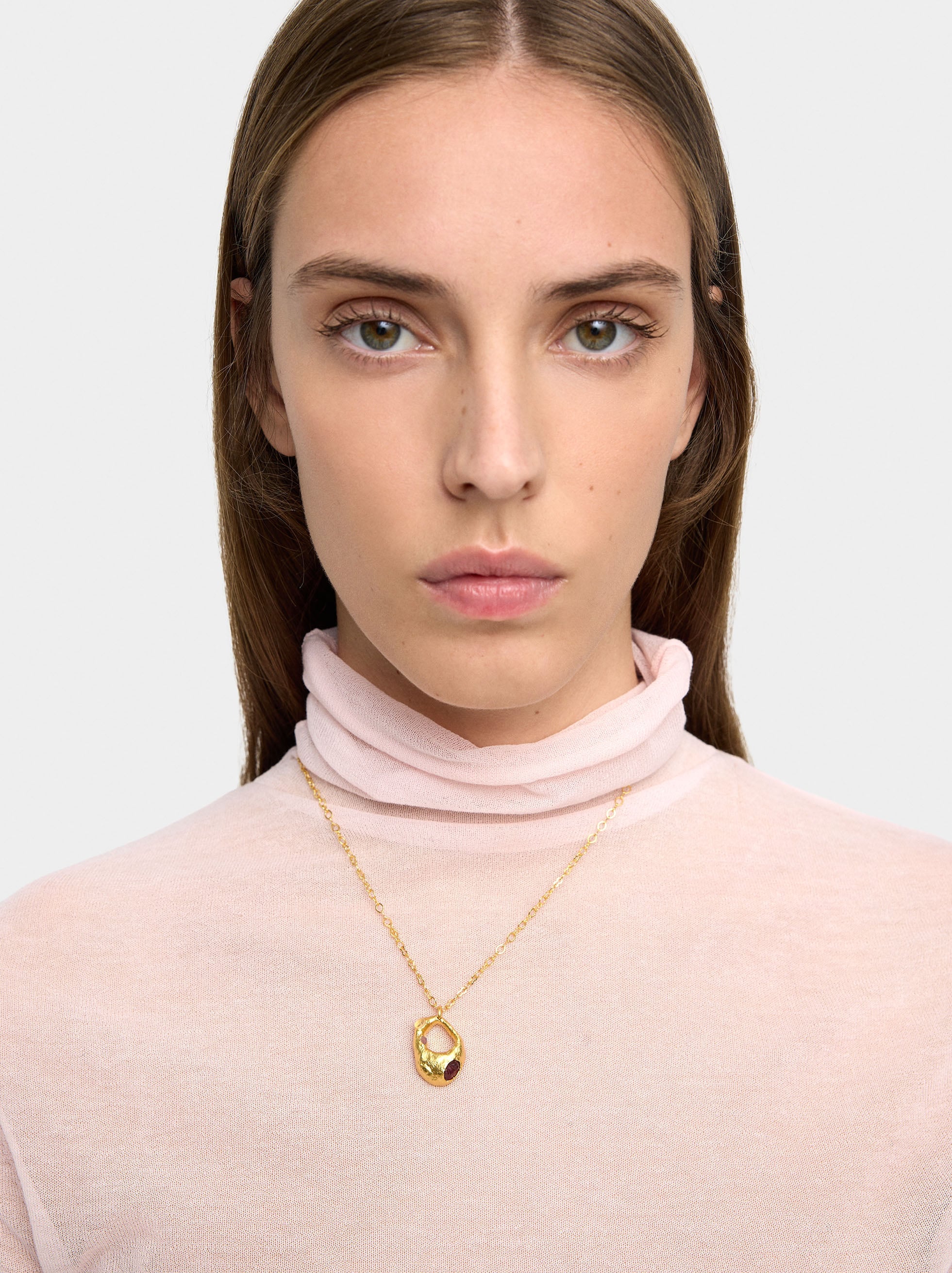 Collar Colgante De Aro Con Piedras - Baño De Oro 18k