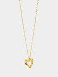 Collar Colgante De Corazón Con Piedras - Baño De Oro 18k