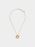 Collar Colgante De Corazón Con Piedras - Baño De Oro 18k