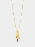Collar Con Colgantes De Barras Con Piedras - Baño De Oro 18k