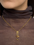 Collar Con Colgantes De Barras Con Piedras - Baño De Oro 18k