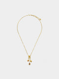 Collar Con Colgantes De Barras Con Piedras - Baño De Oro 18k