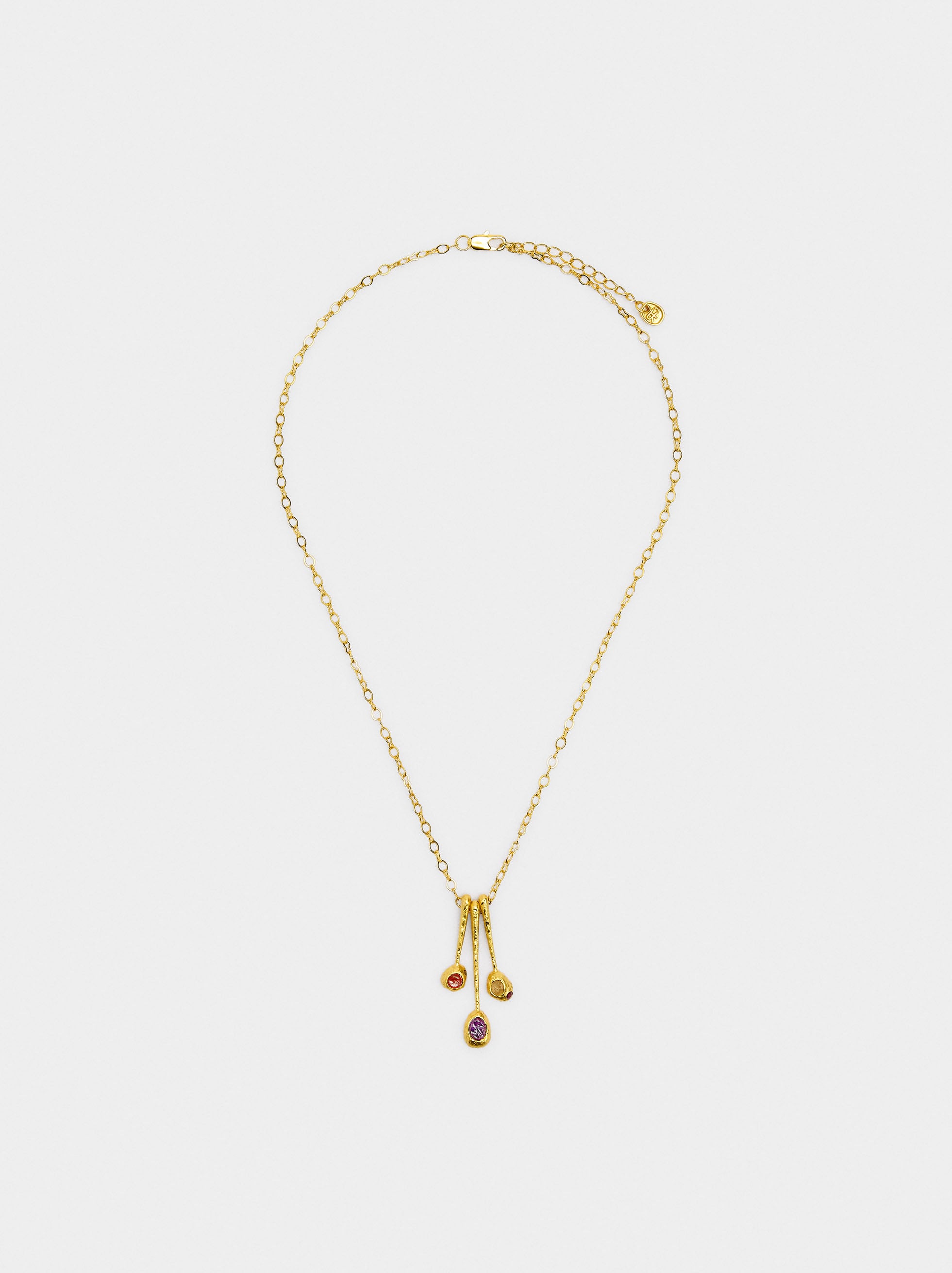 Collar Con Colgantes De Barras Con Piedras - Baño De Oro 18k
