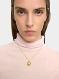 Collar Colgante Ovalado Con Piedras - Baño De Oro 18k