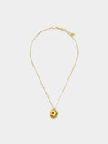 Collar Colgante Ovalado Con Piedras - Baño De Oro 18k