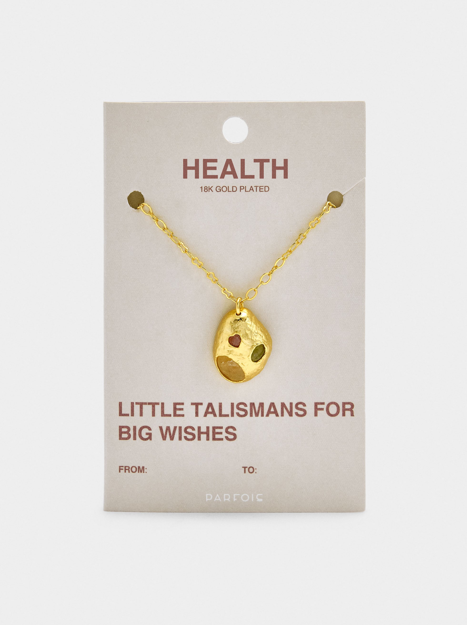 Collar Colgante Ovalado Con Piedras - Baño De Oro 18k