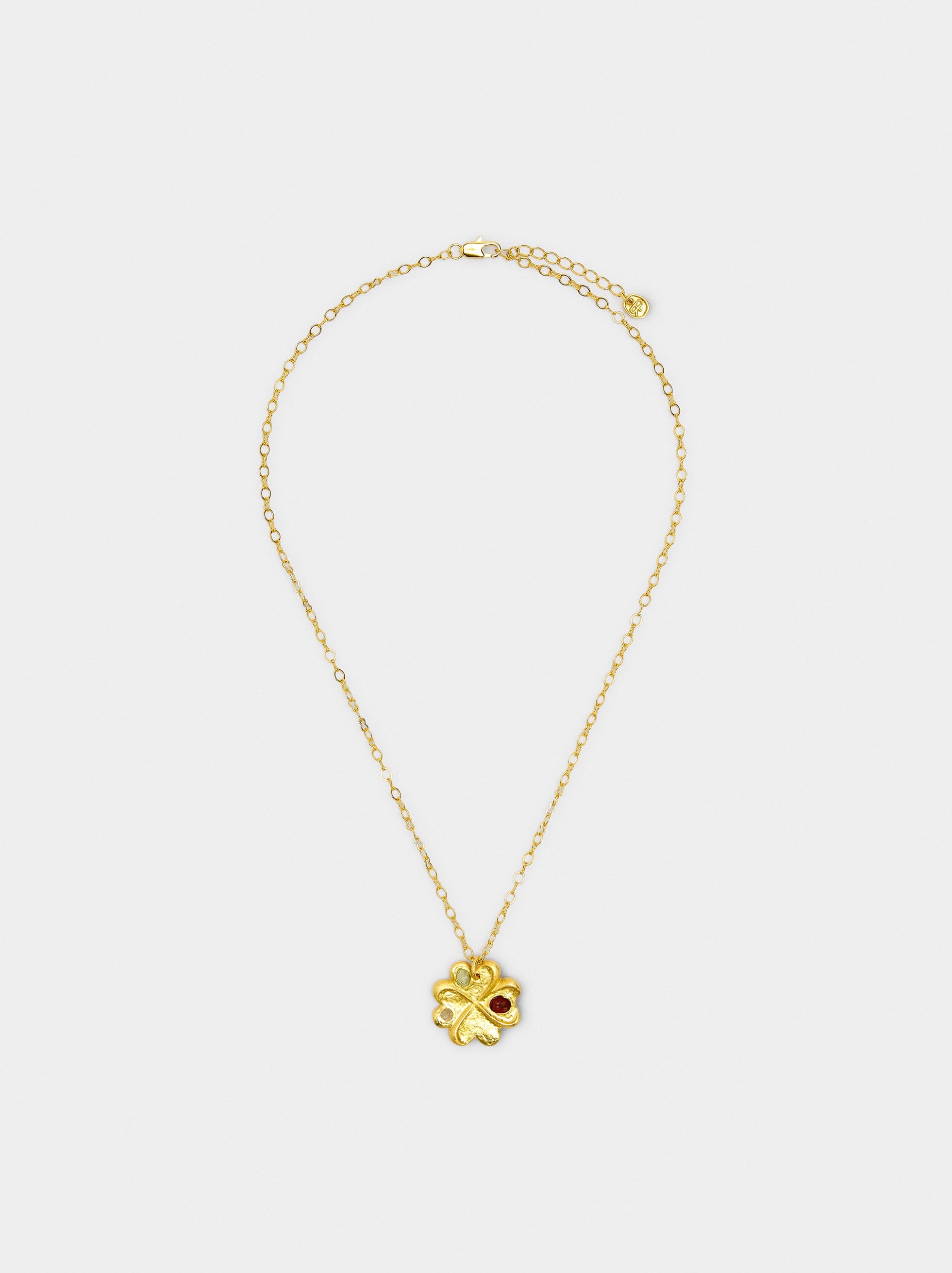 Collar Colgante Trébol Con Piedras - Baño De Oro 18k