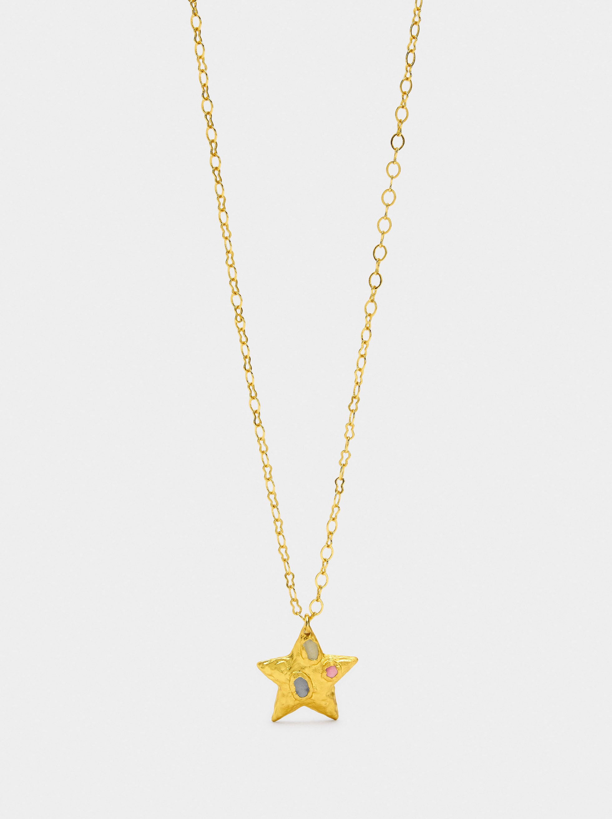 Collar Colgante Estrella Con Piedras - Baño De Oro 18k