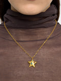 Collar Colgante Estrella Con Piedras - Baño De Oro 18k
