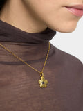 Collar Colgante Flor Con Piedra - Baño De Oro 18k