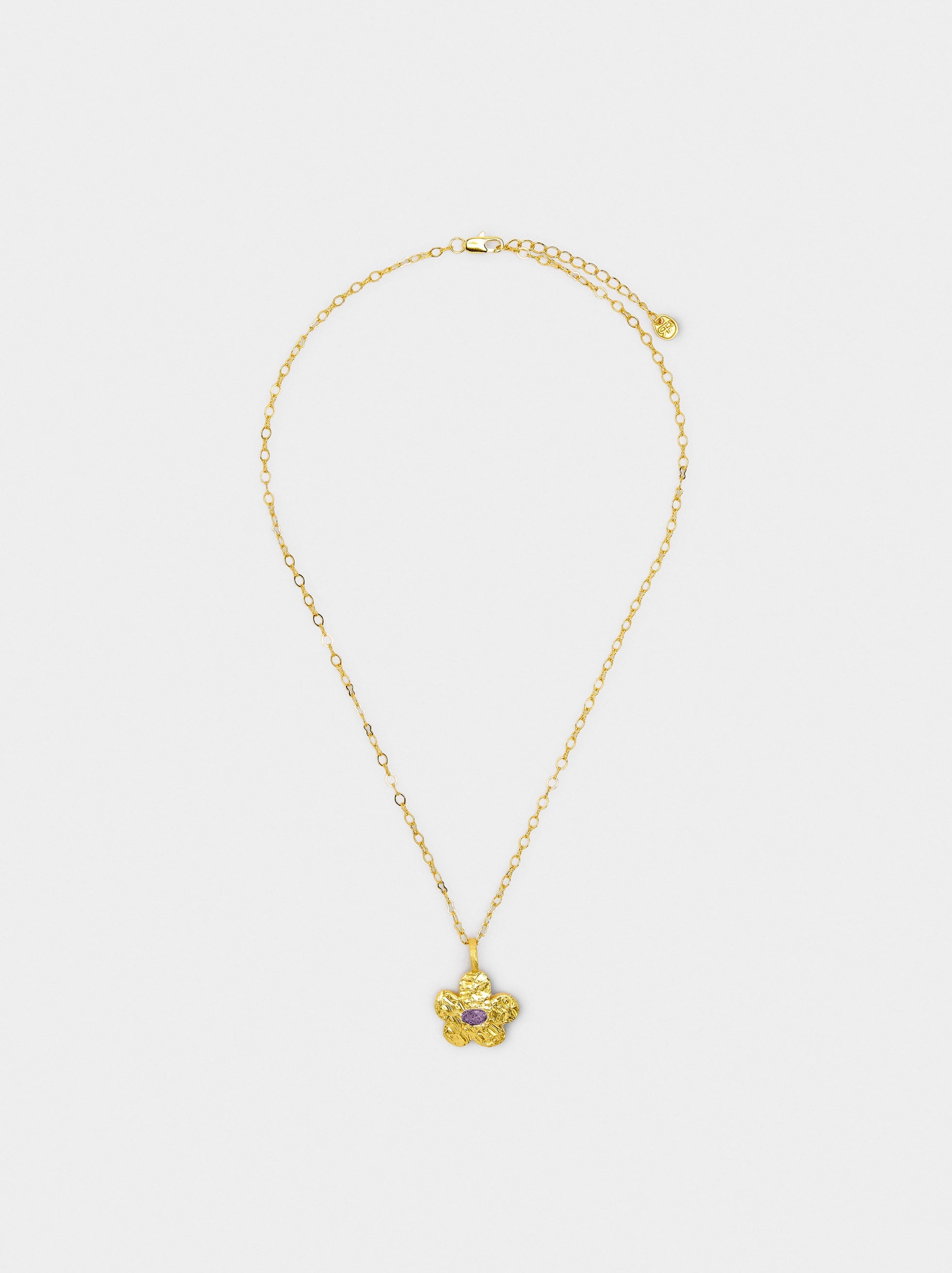 Collar Colgante Flor Con Piedra - Baño De Oro 18k