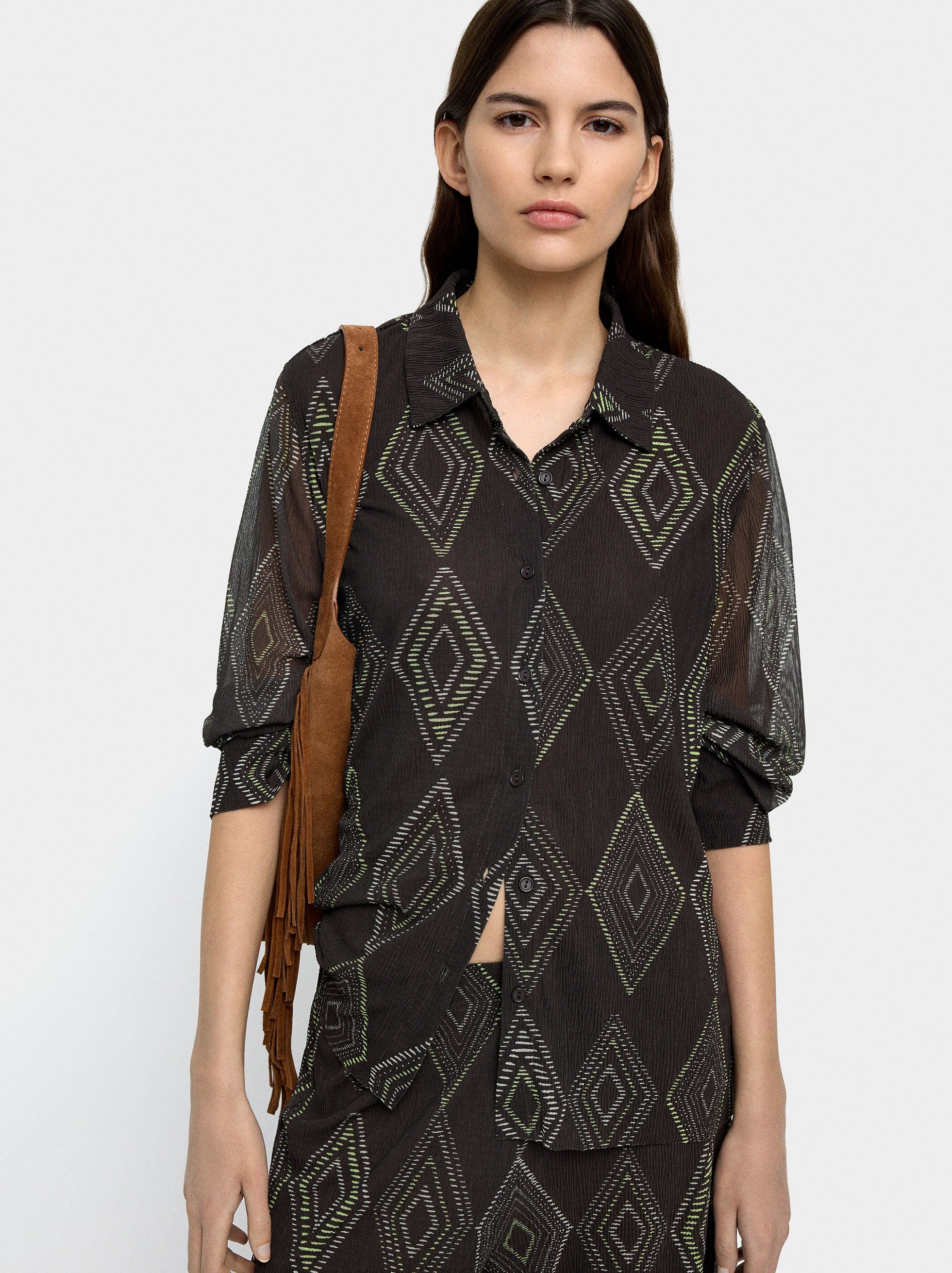 Camisa Con Estampado De Rombos