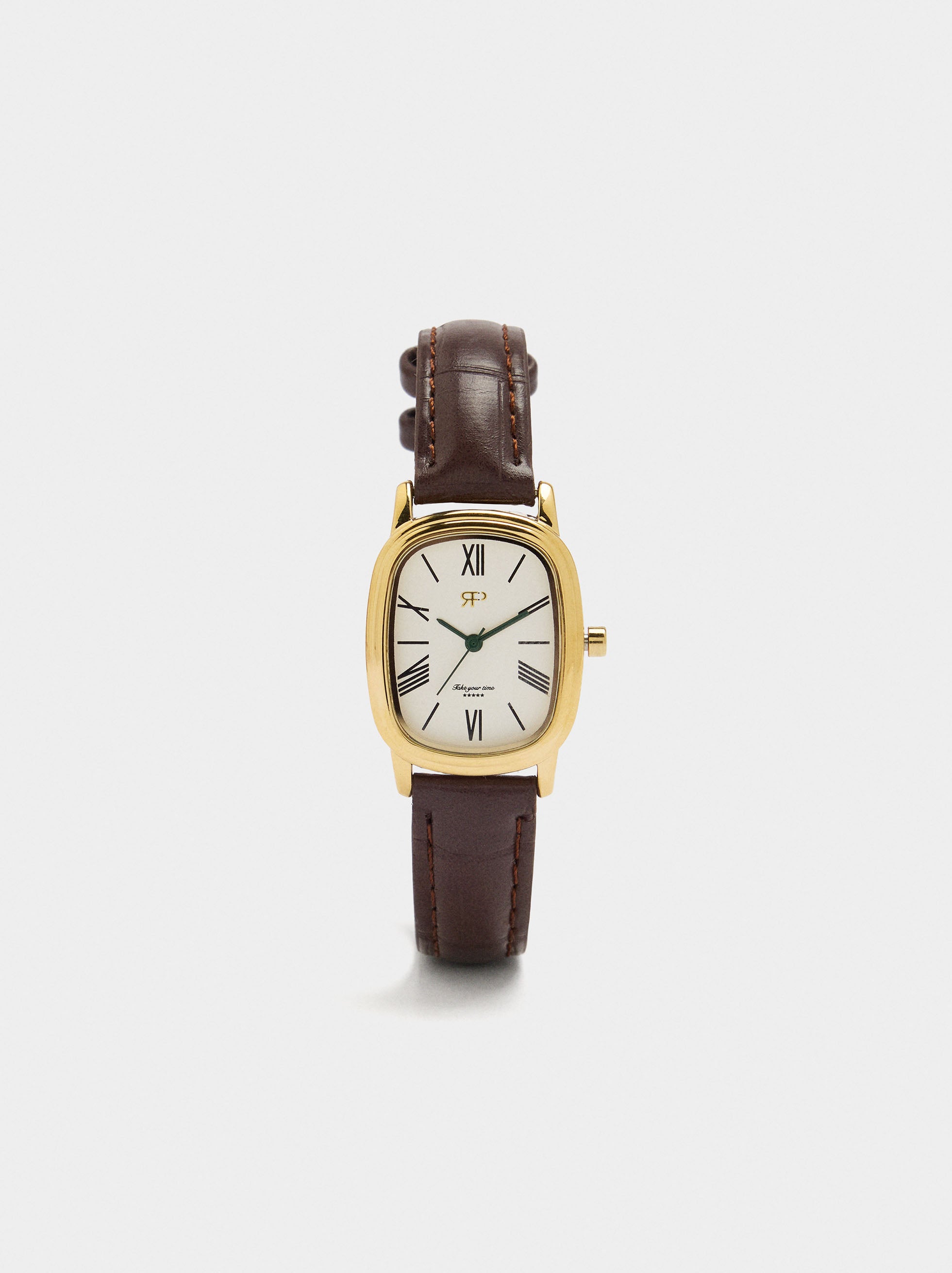 Reloj Rectangular Con Pulsera Efecto Piel