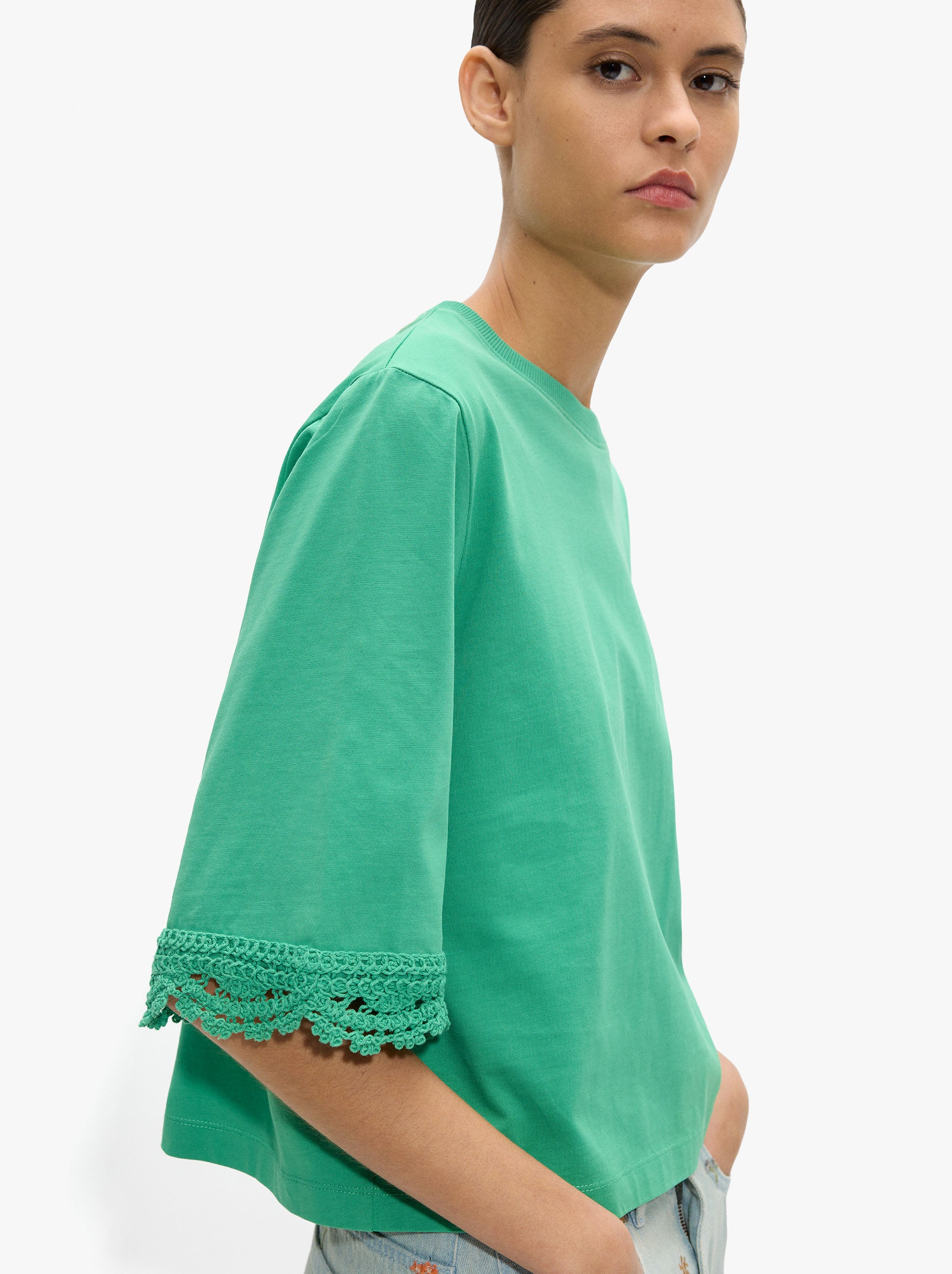 Blusa Con Detalles Crochet 100% Algodón