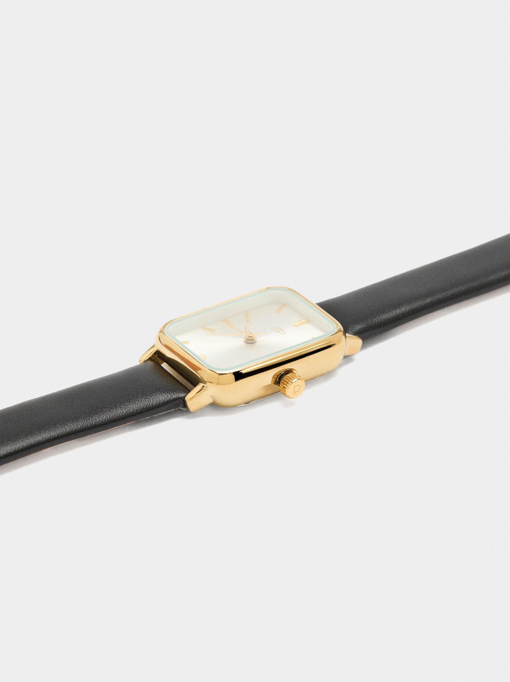 Reloj Cuadrado Con Pulsera Efecto Piel