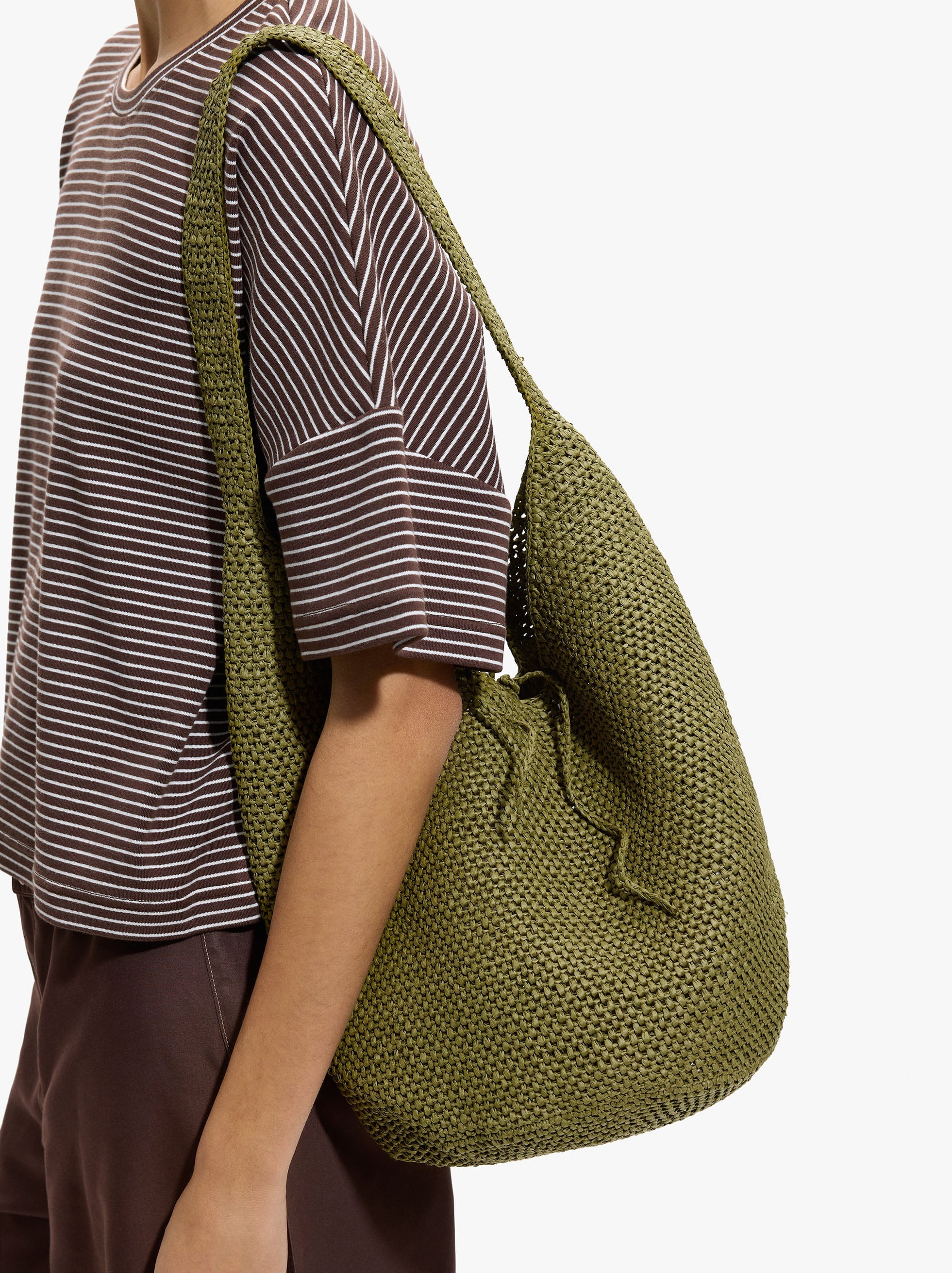 Bolso De Hombro Efecto Rafia