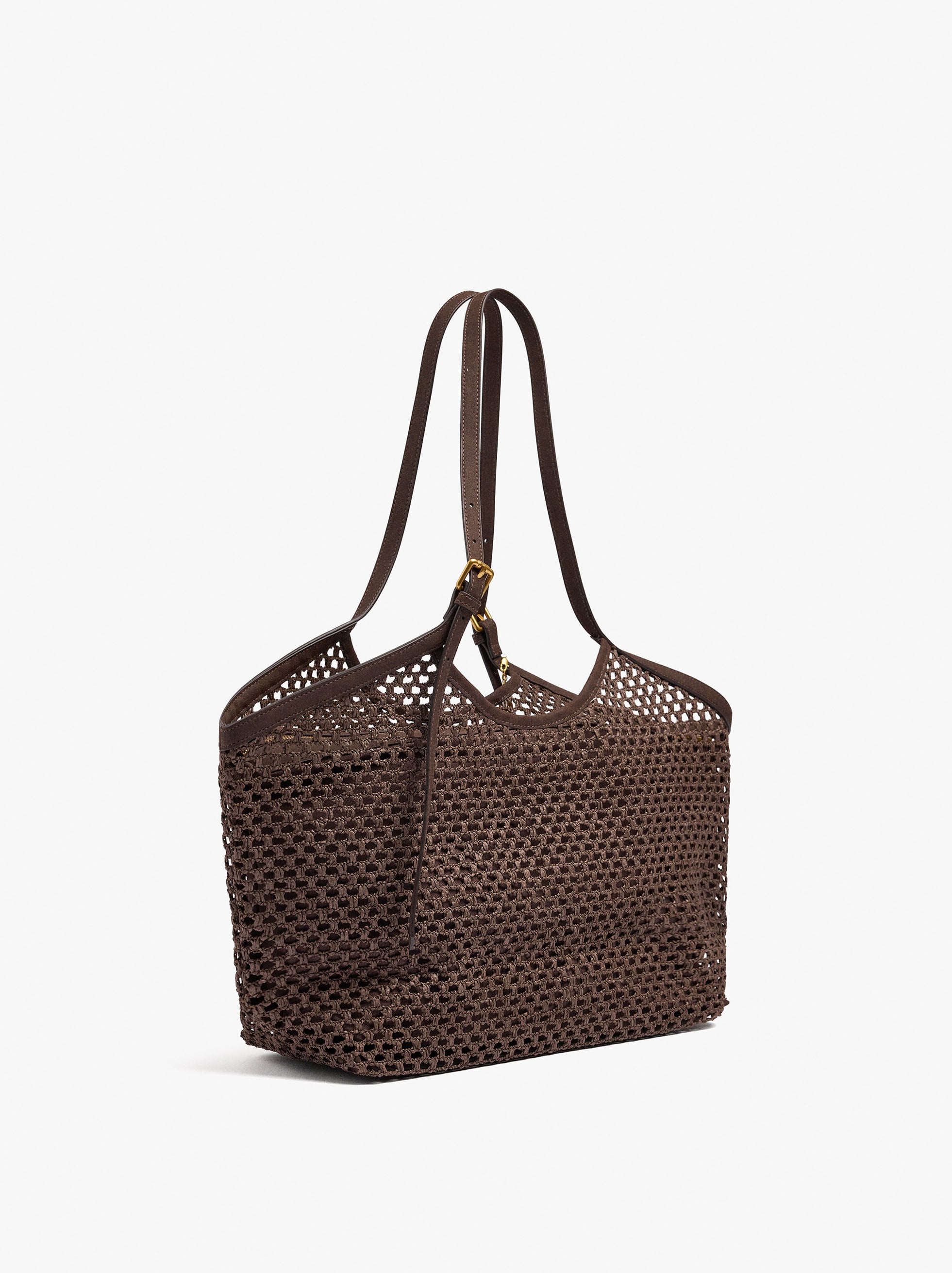 Bolso Shopper Efecto Rafia Con Colgante