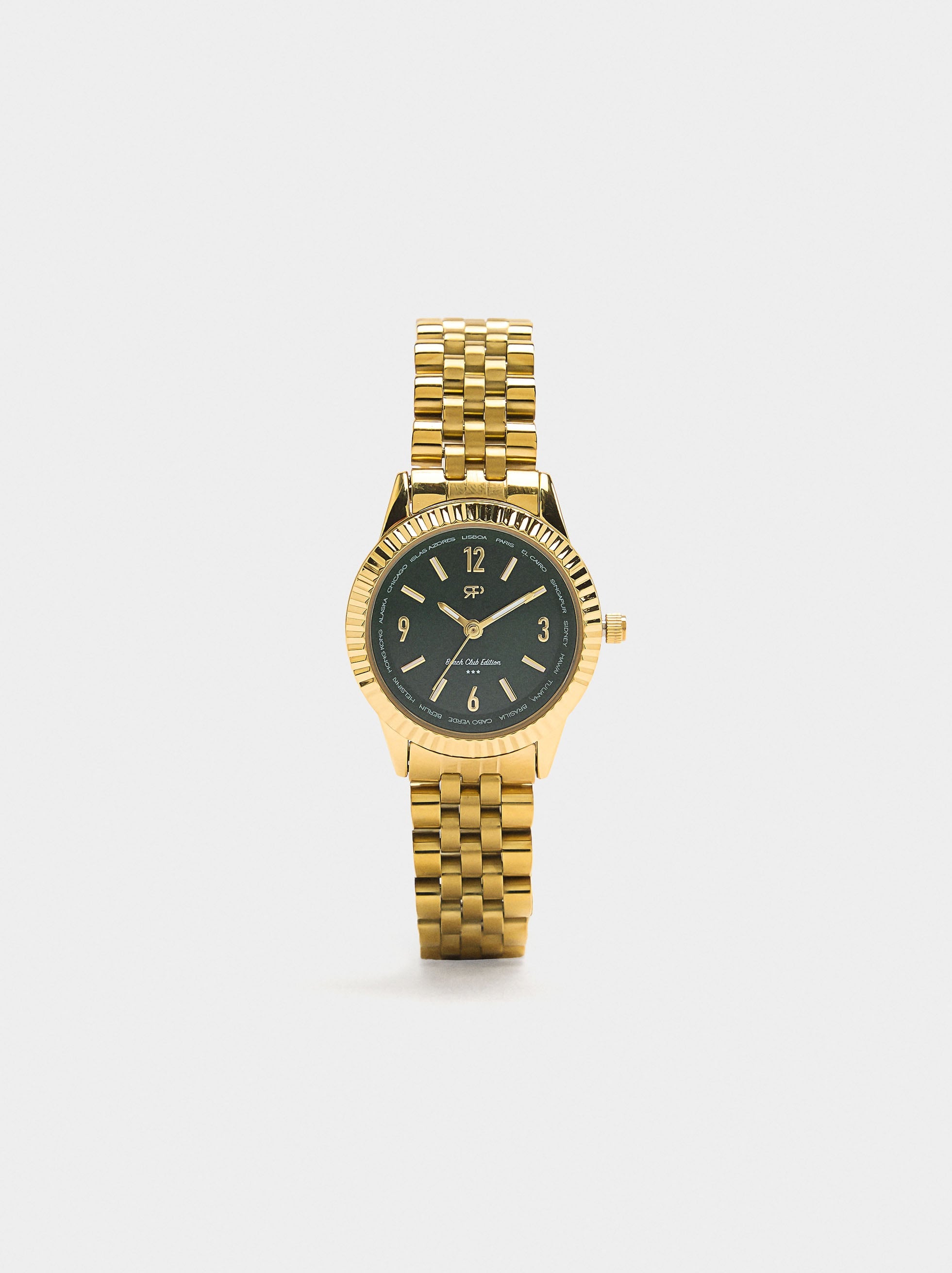 Reloj Redondo Con Pulsera De Acero Inoxidable