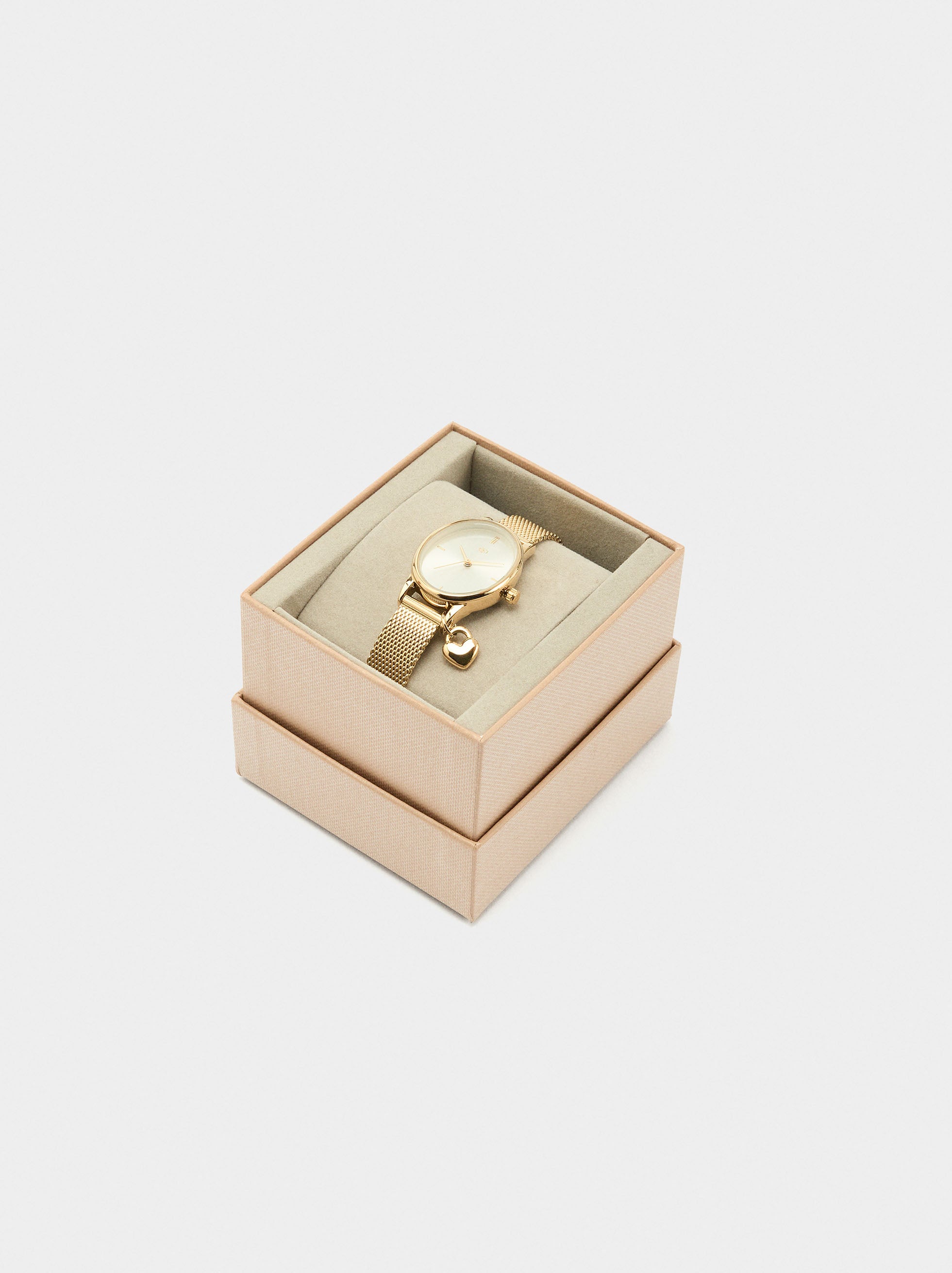 Reloj Pulsera De Malla Metálica Con Charm