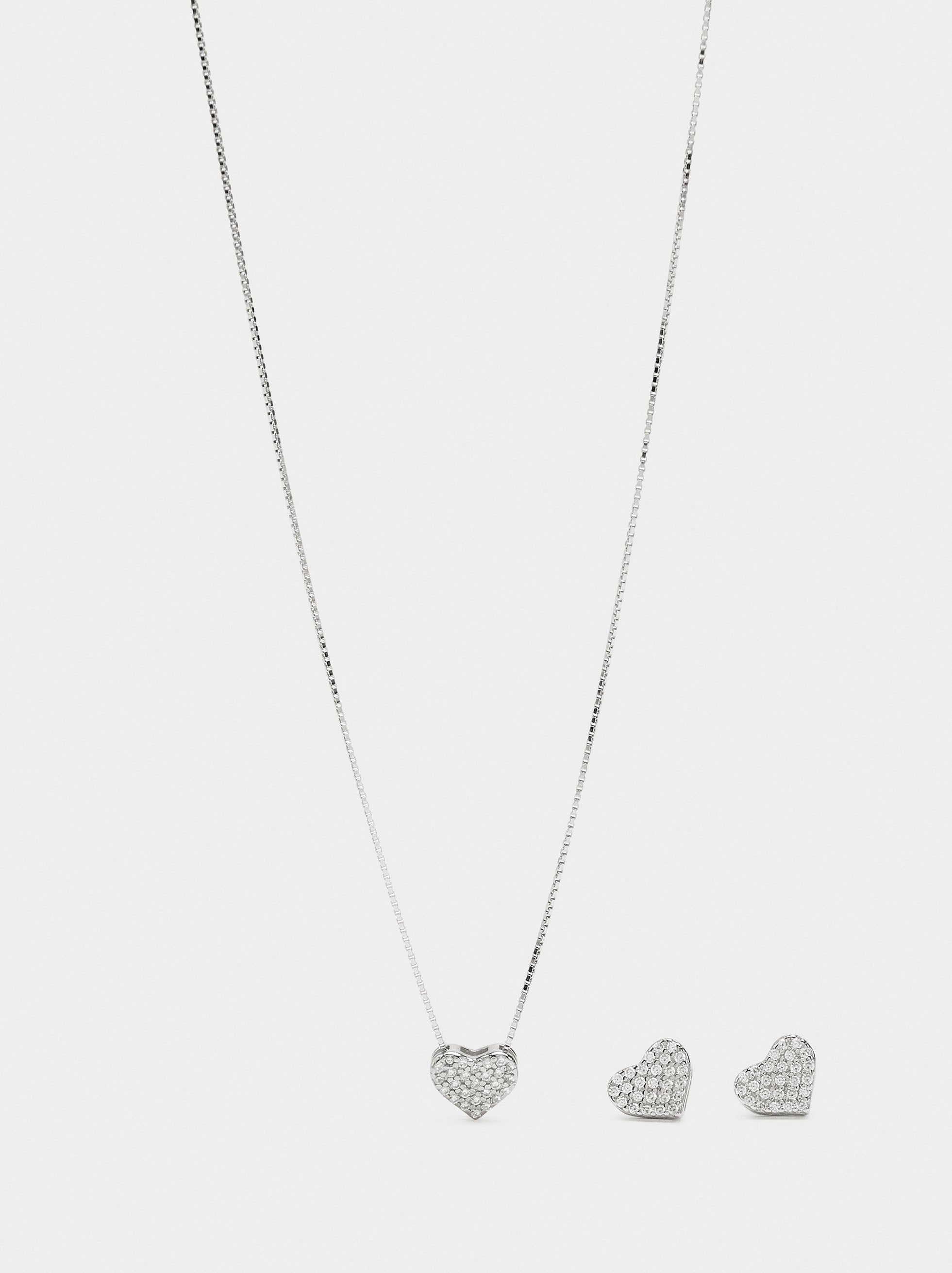 Set De Collar Y Pendientes Con Circonitas - Plata De Ley 925