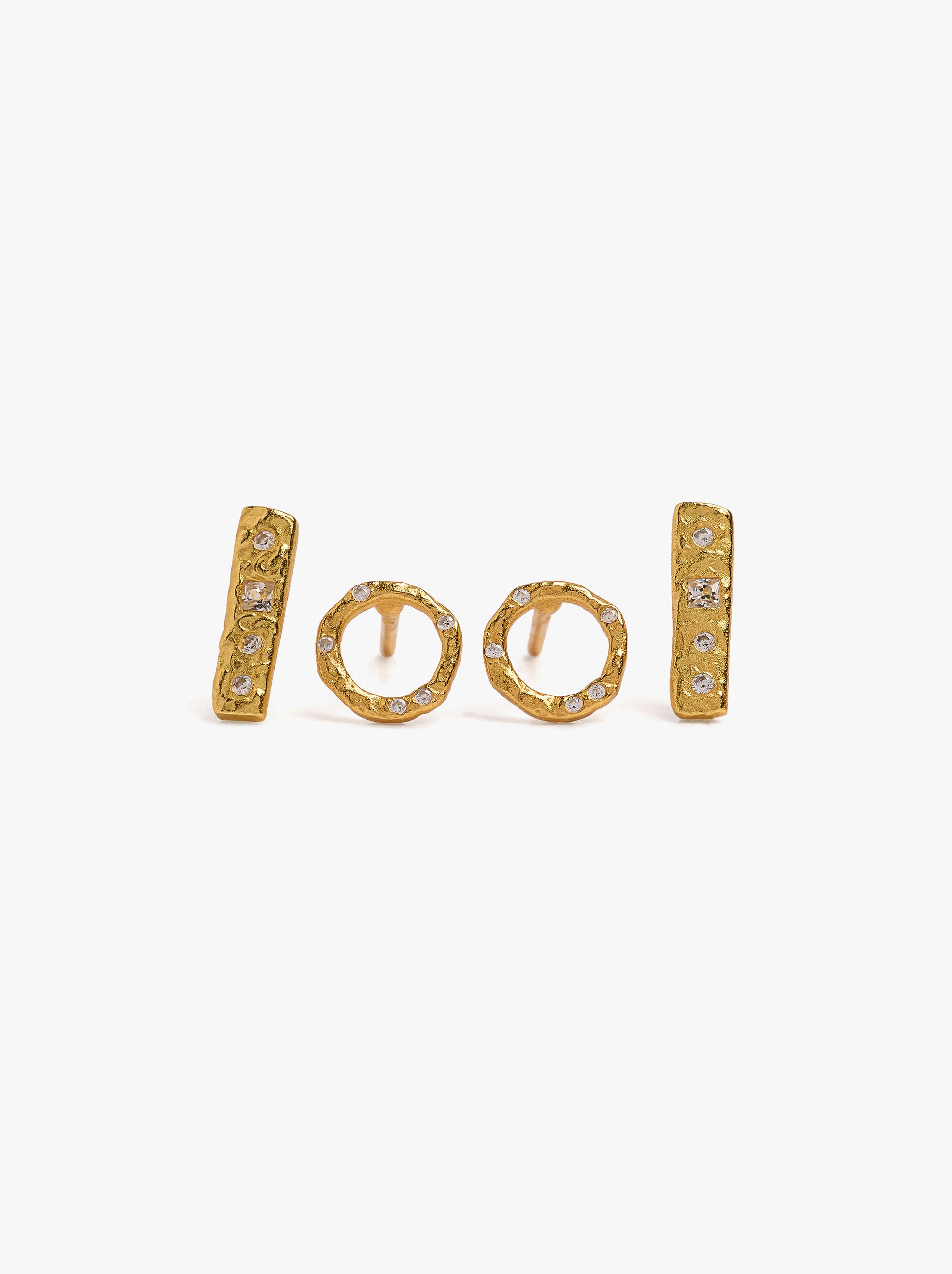 Set De Pendientes Baño De Oro 18k - Plata De Ley 925