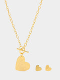 Set Collar Con Corazón Y Pendientes - Plata De Ley 925