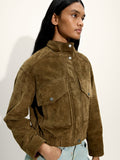 Chaqueta De Piel Con Bolsillos