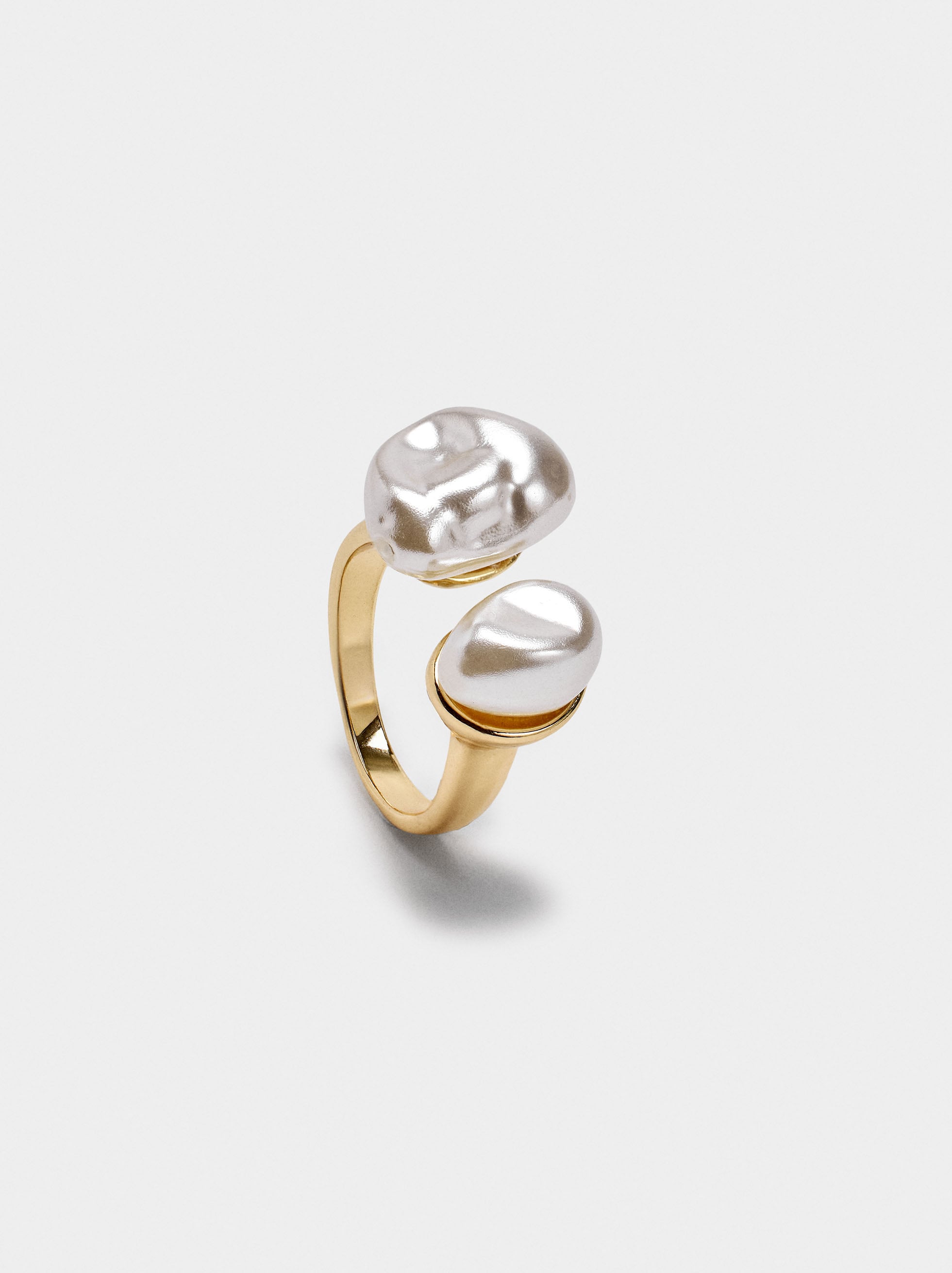 Anillo Abierto Con Perlas
