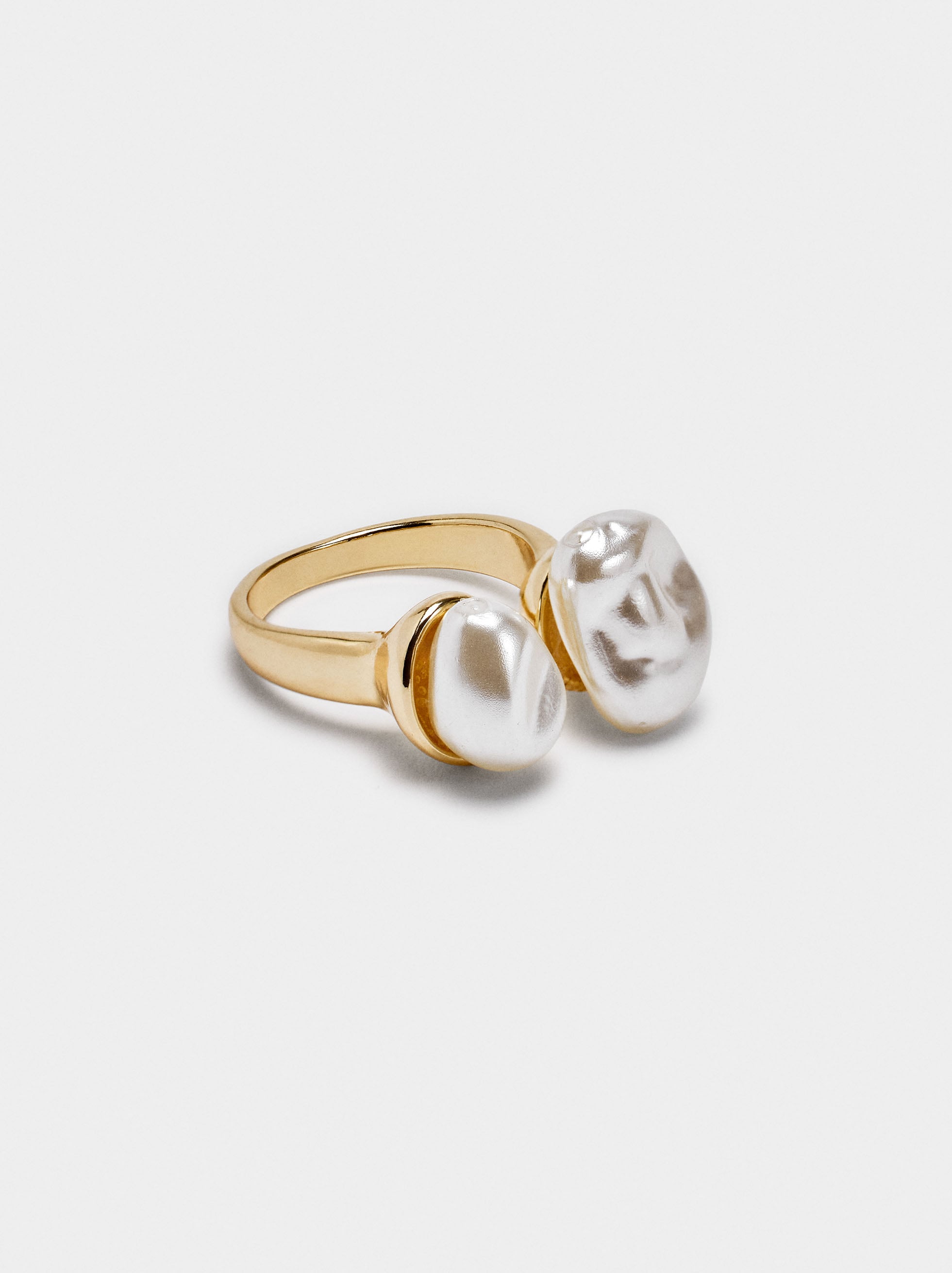 Anillo Abierto Con Perlas