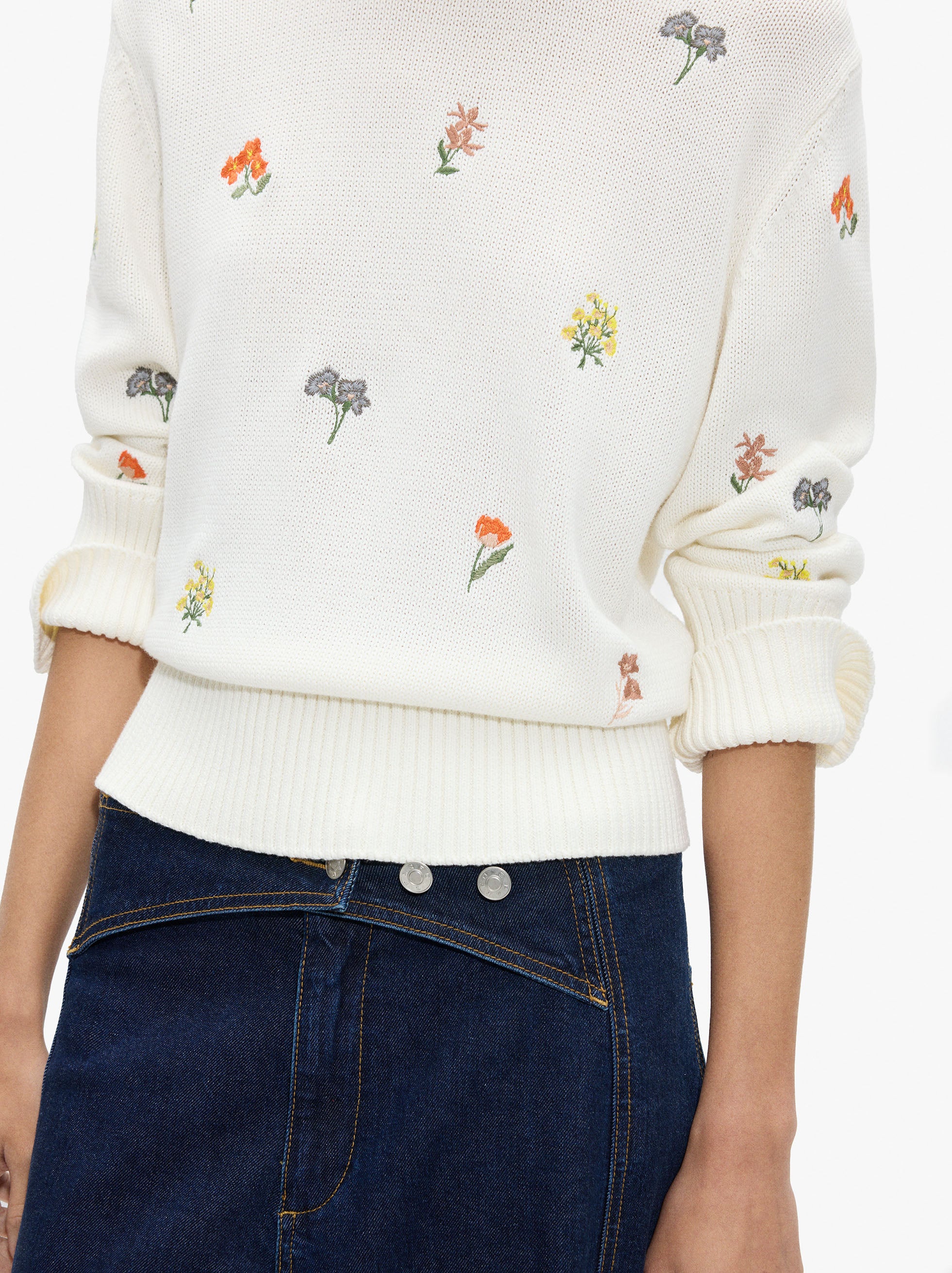 Jersey De Punto Con Bordados 100% Algodón