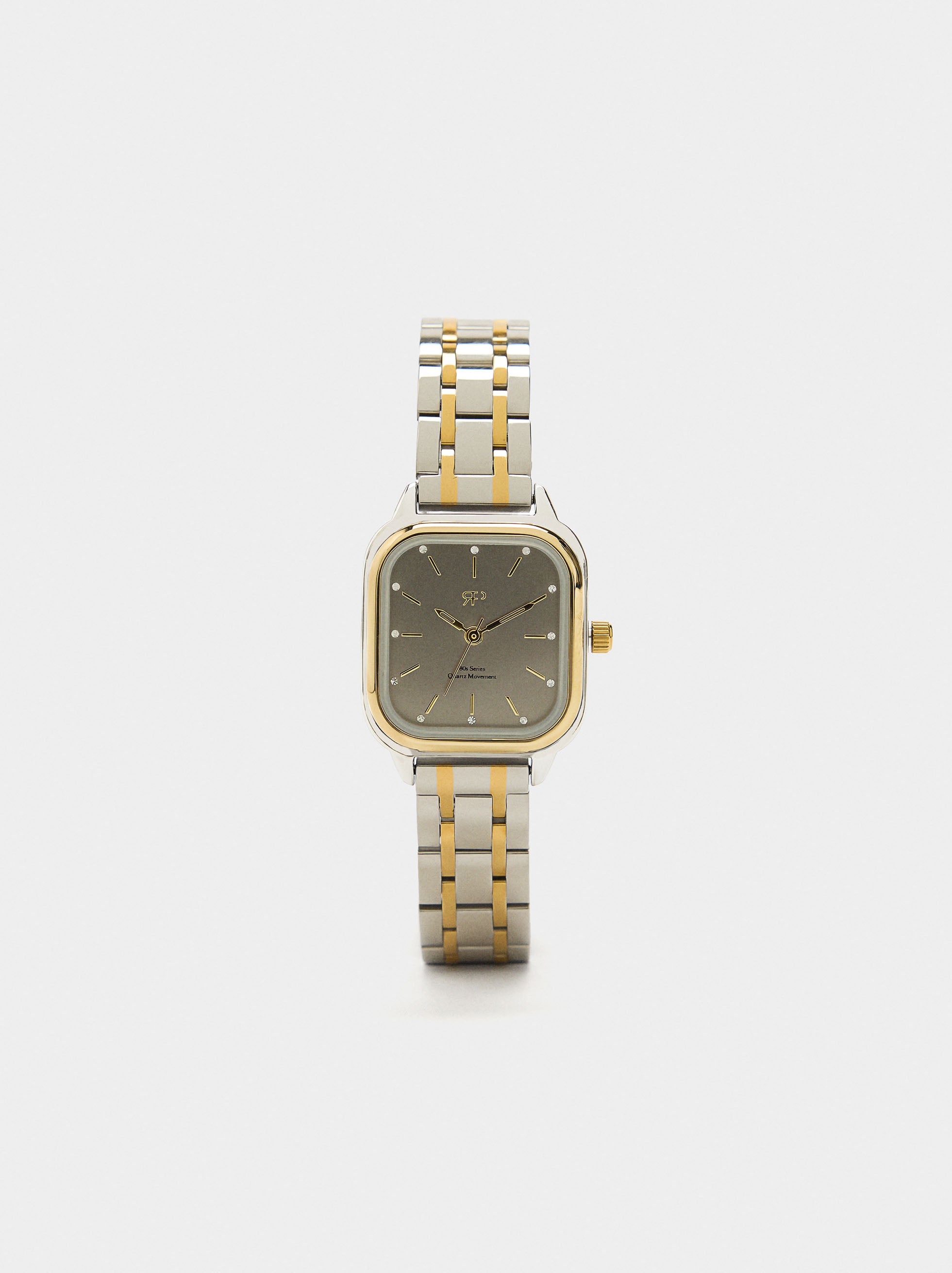 Reloj Cuadrado Bicolor Con Pulsera De Acero