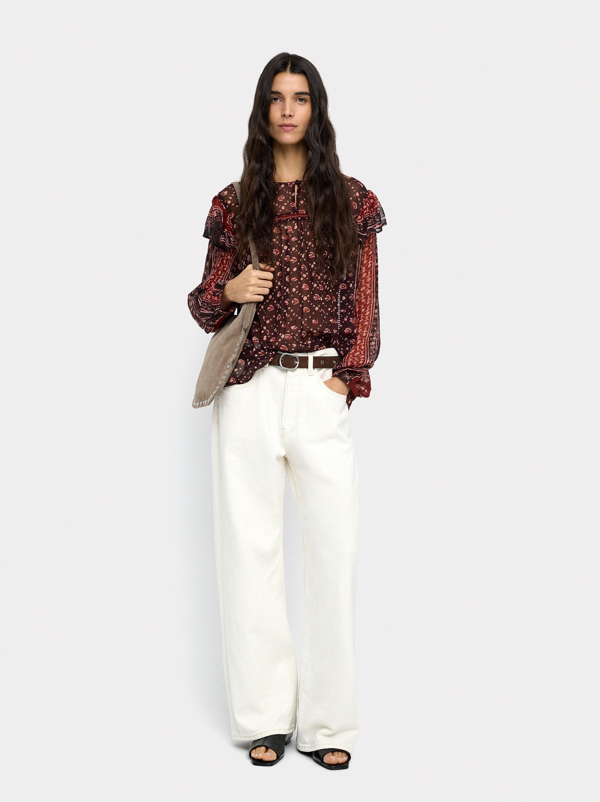 Blusa Estampada Semitransparente