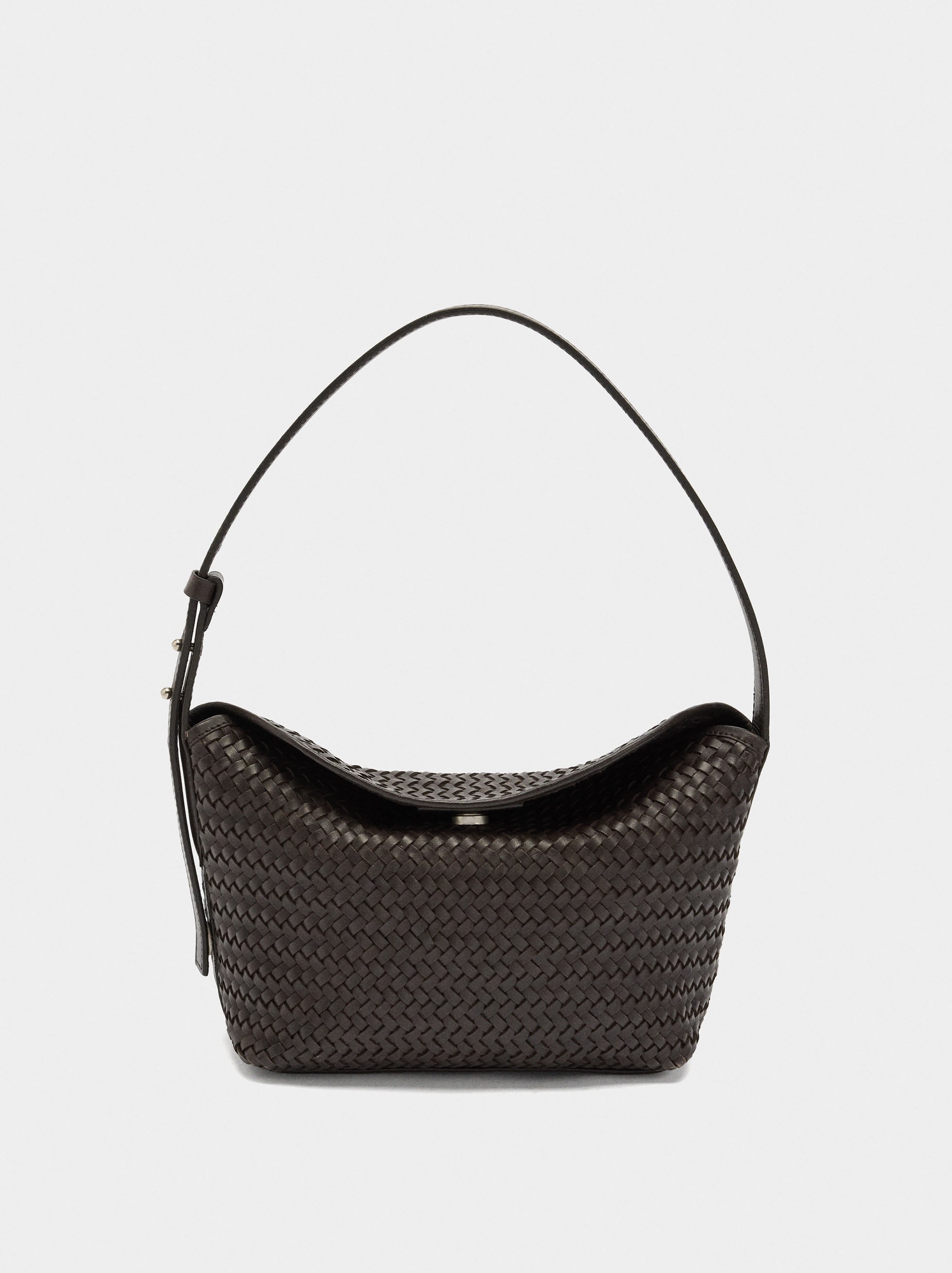 Bolso De Hombro Con Piel Trenzada