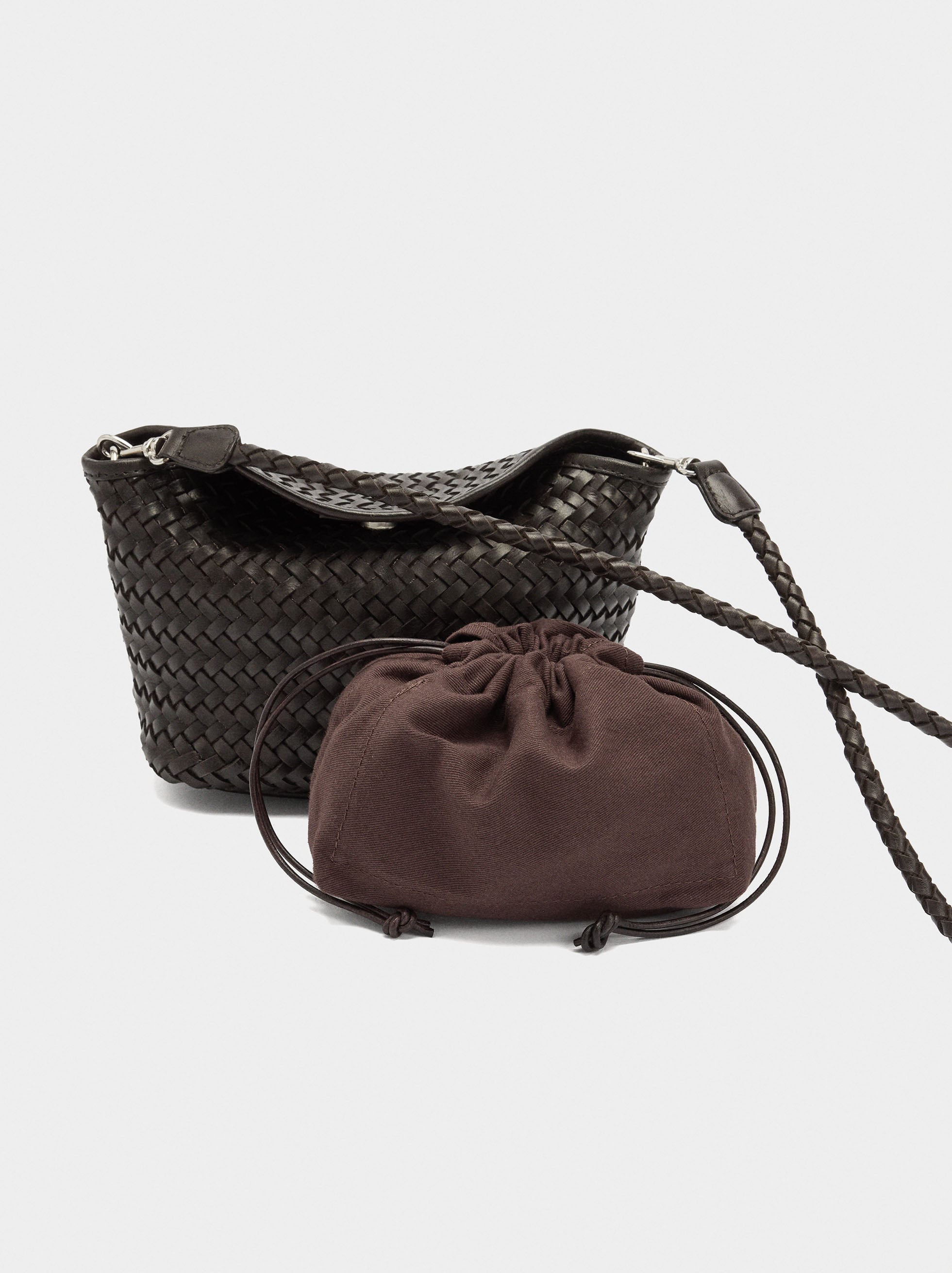Bolso Bandolera De Piel Trenzada
