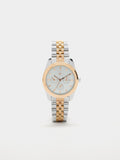 Reloj Redondo Bicolor Con Pulsera De Acero