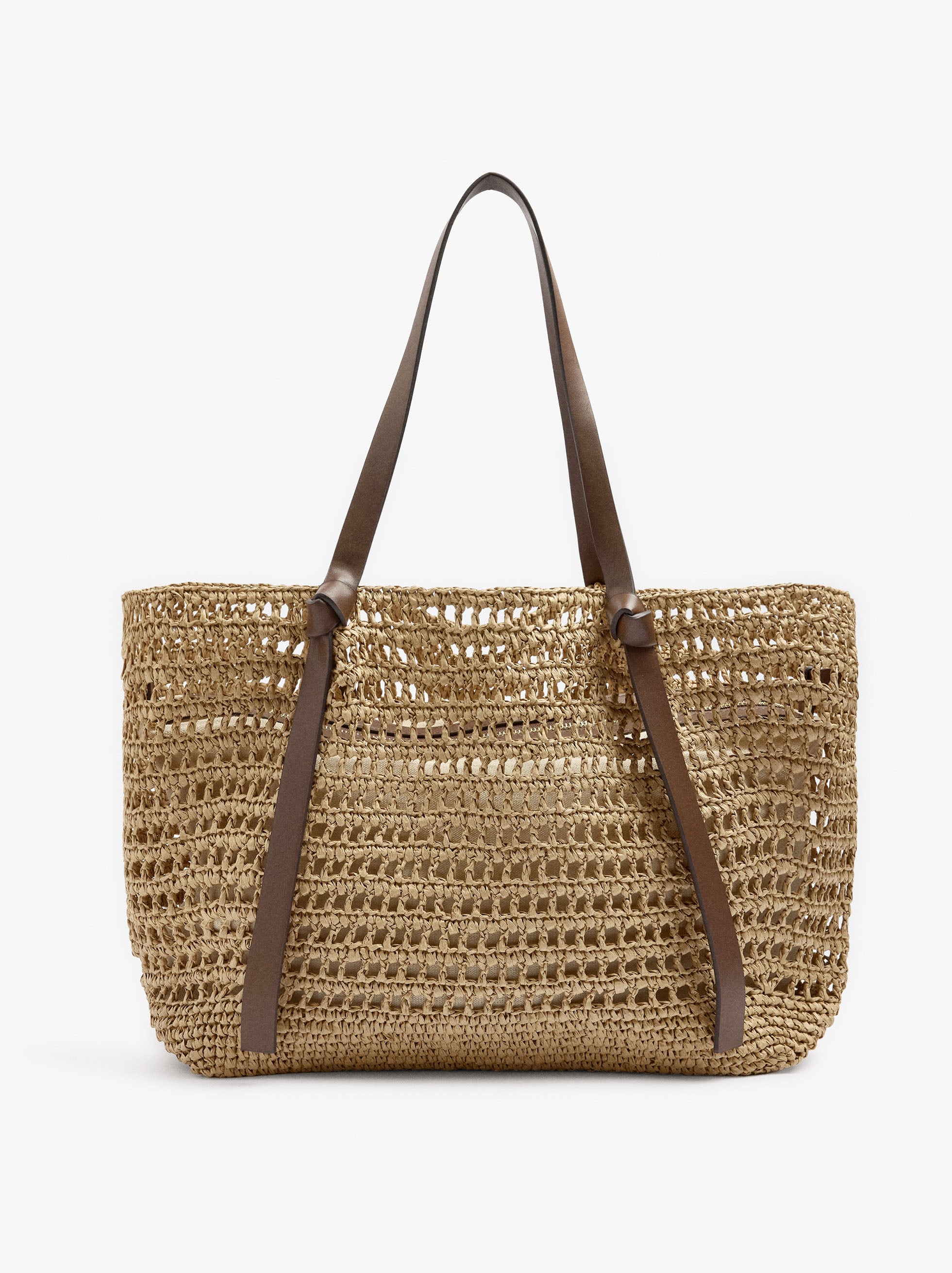 Bolso Shopper Efecto Rafia Con Bolsa Removible