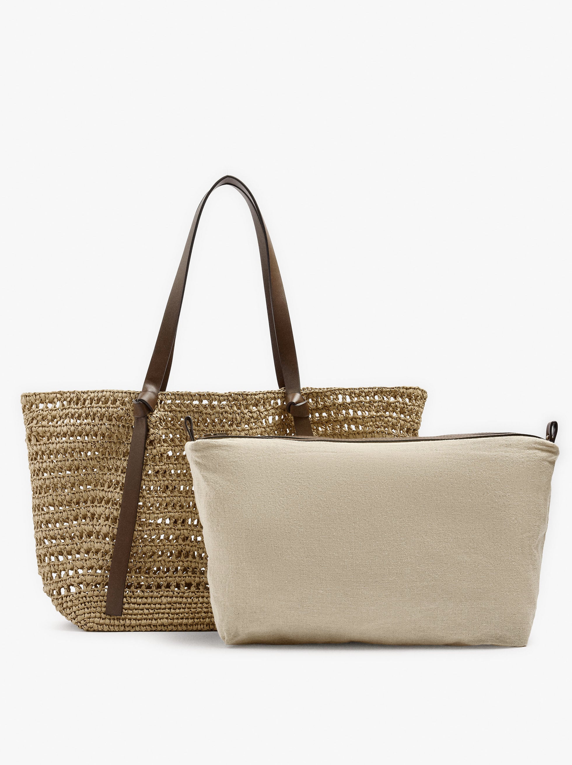 Bolso Shopper Efecto Rafia Con Bolsa Removible