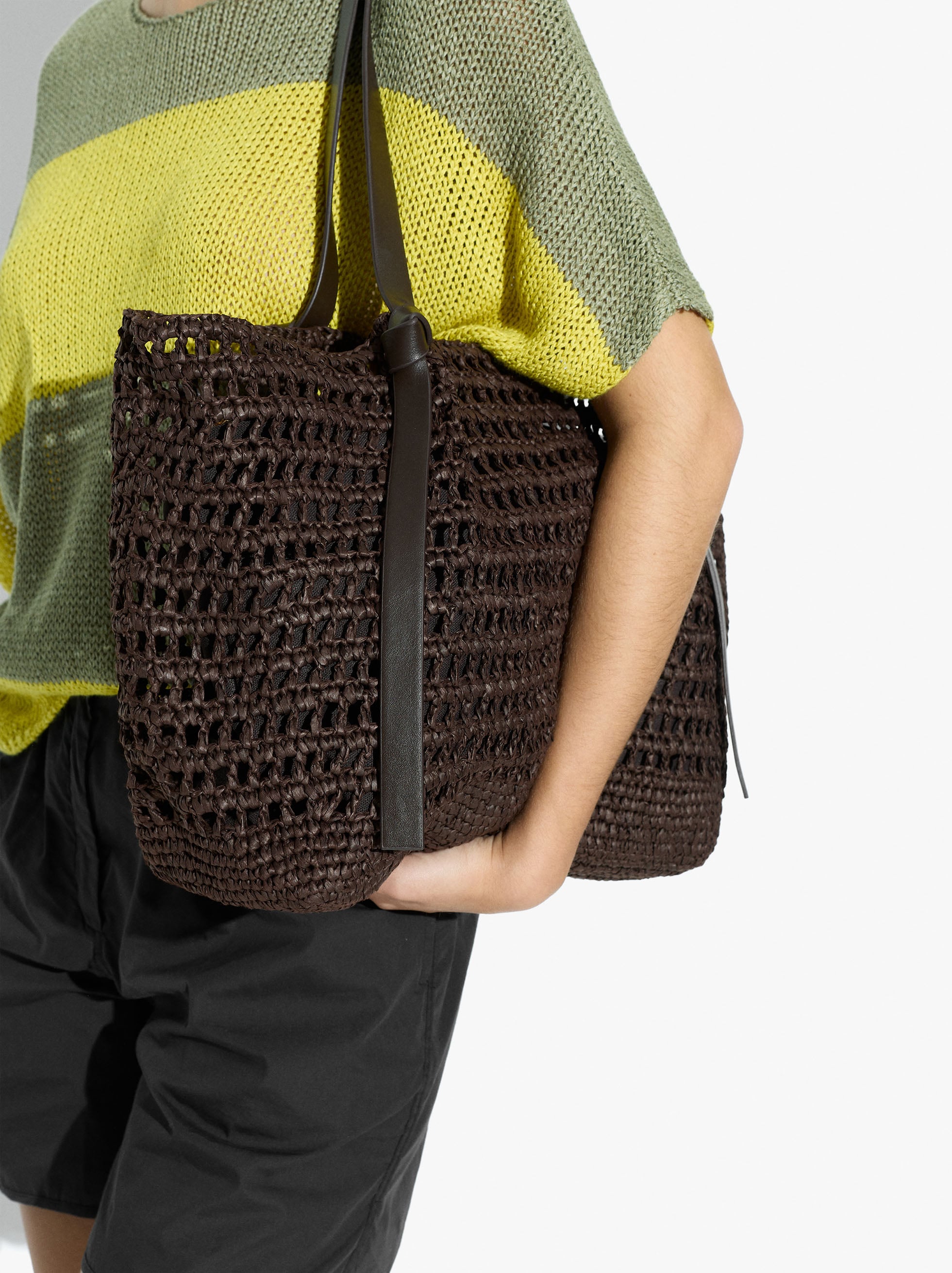 Bolso Shopper Efecto Rafia Con Bolsa Removible